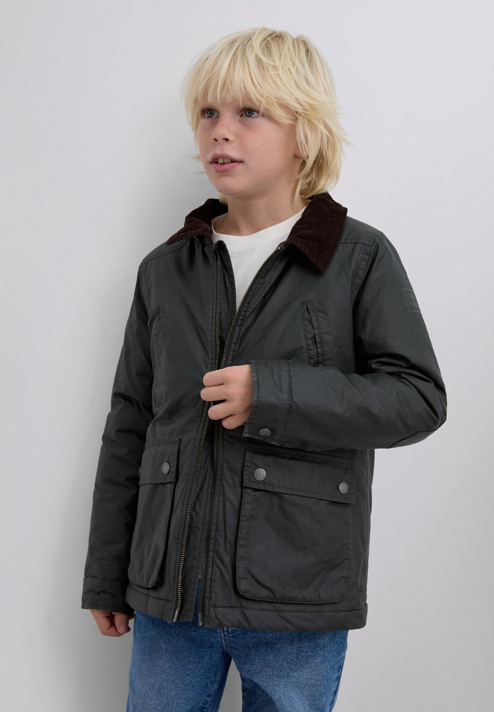 GEWACHSTER PARKA MIT CORDFUTTER