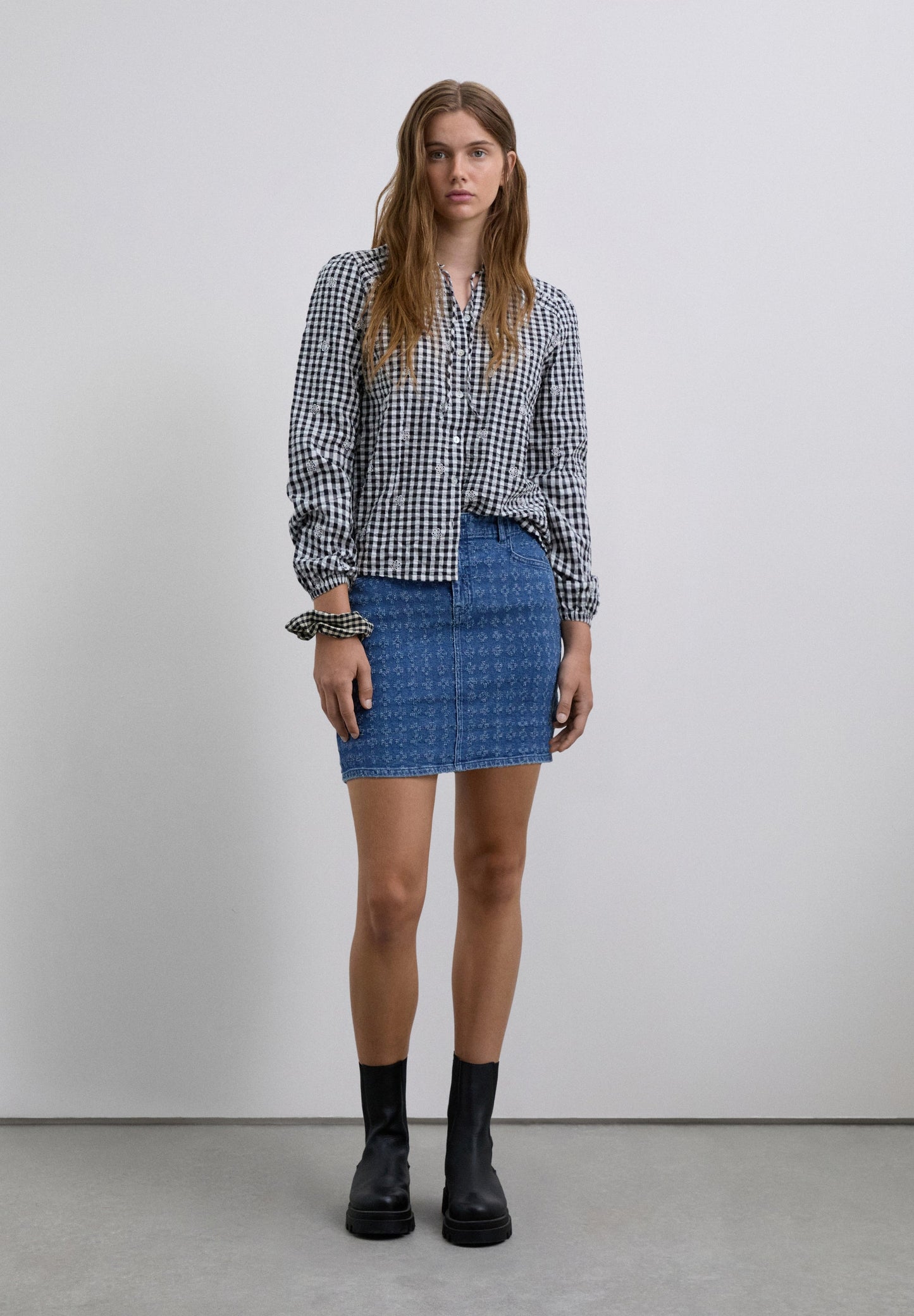 CHECK SHIRT WITH BOW