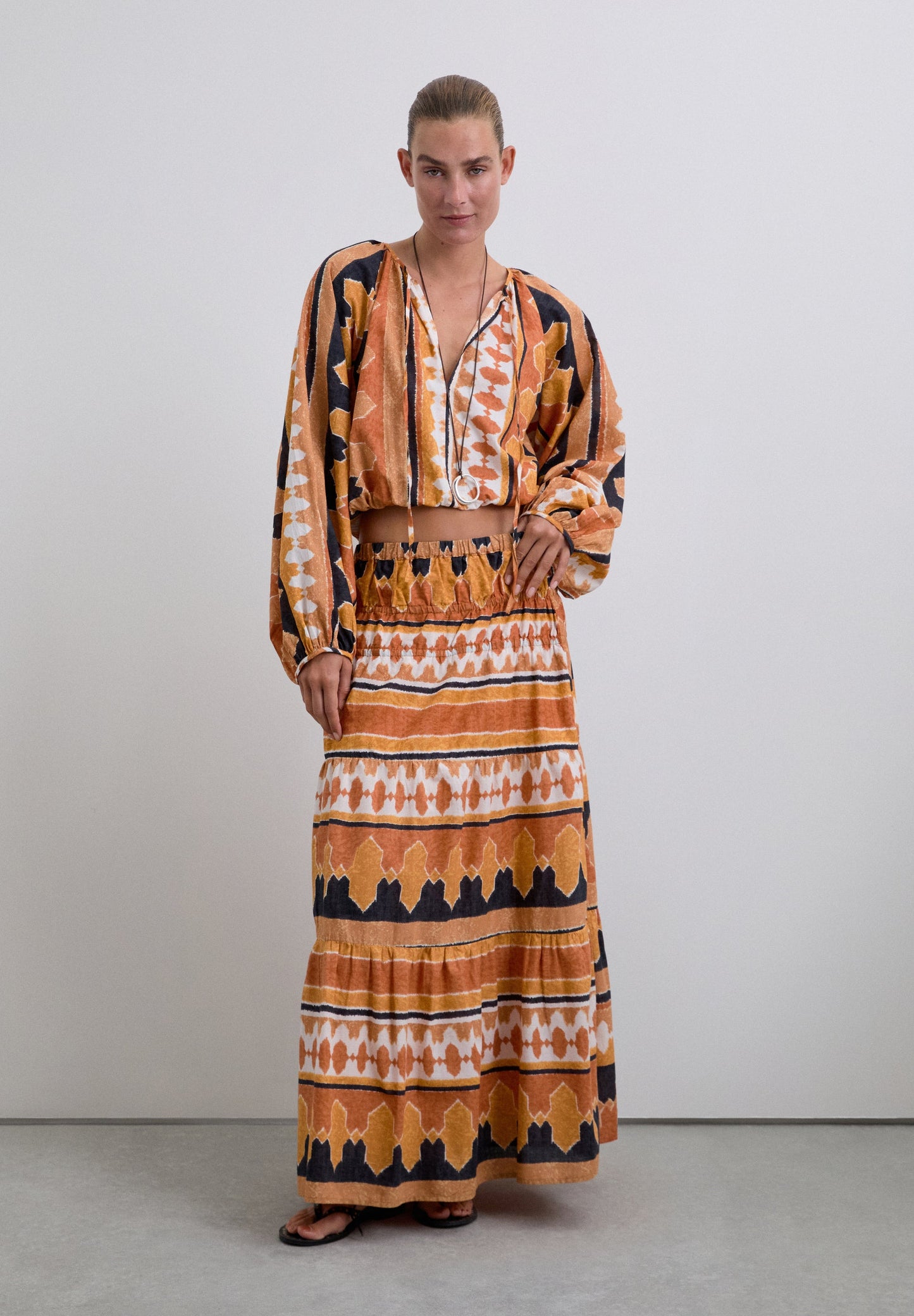 LANGER ROCK MIT ETHNIC-PRINT