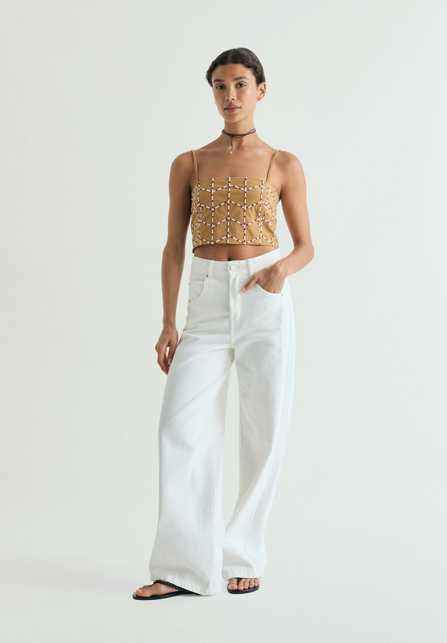 GEOMETRIC EMBROIDERED TOP