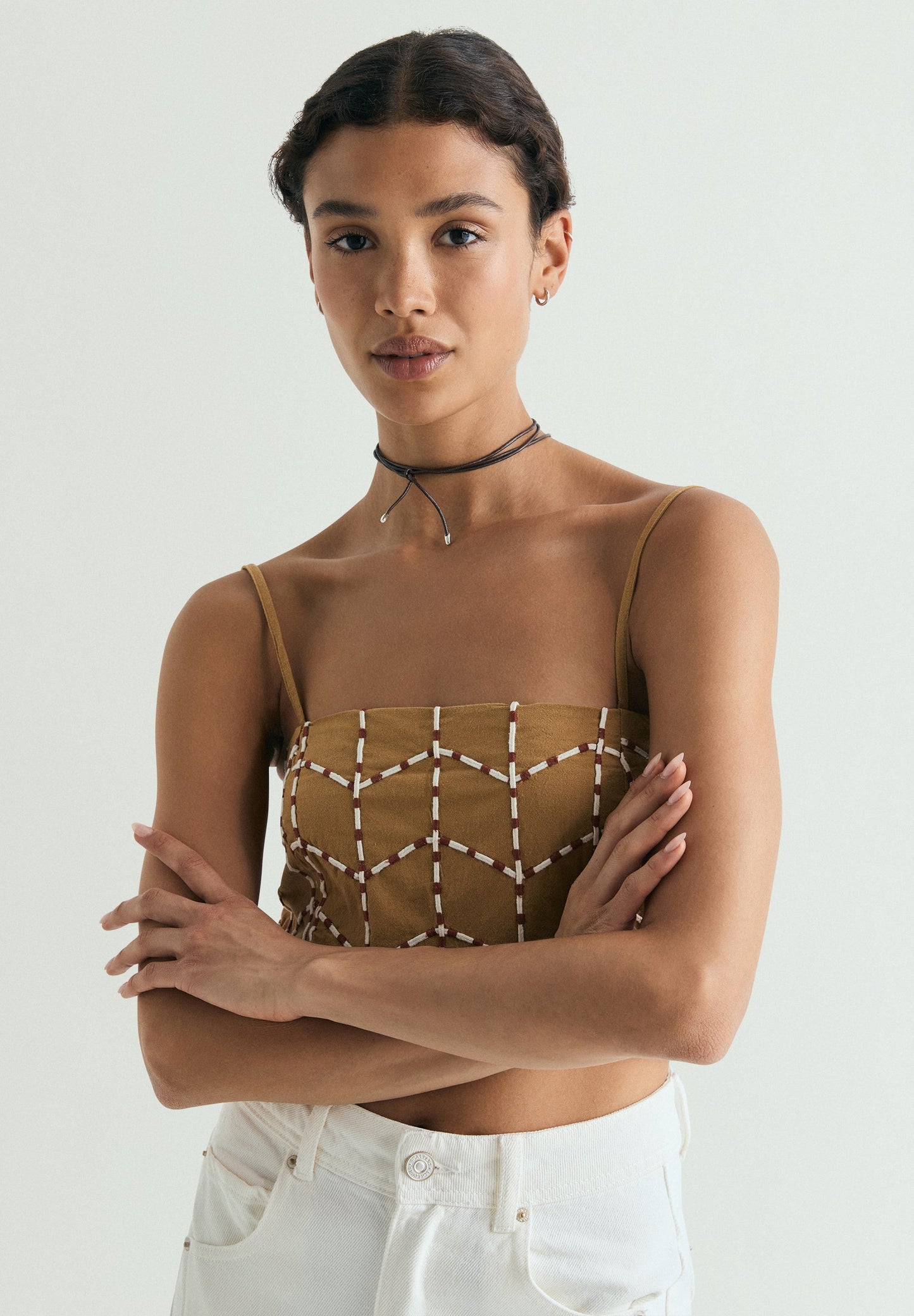 GEOMETRIC EMBROIDERED TOP