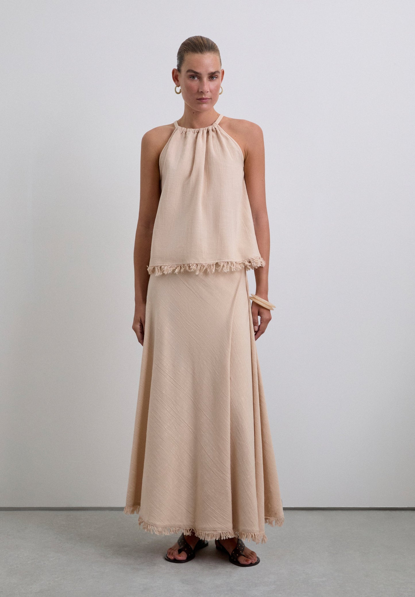 JUPE MIDI FRANGES