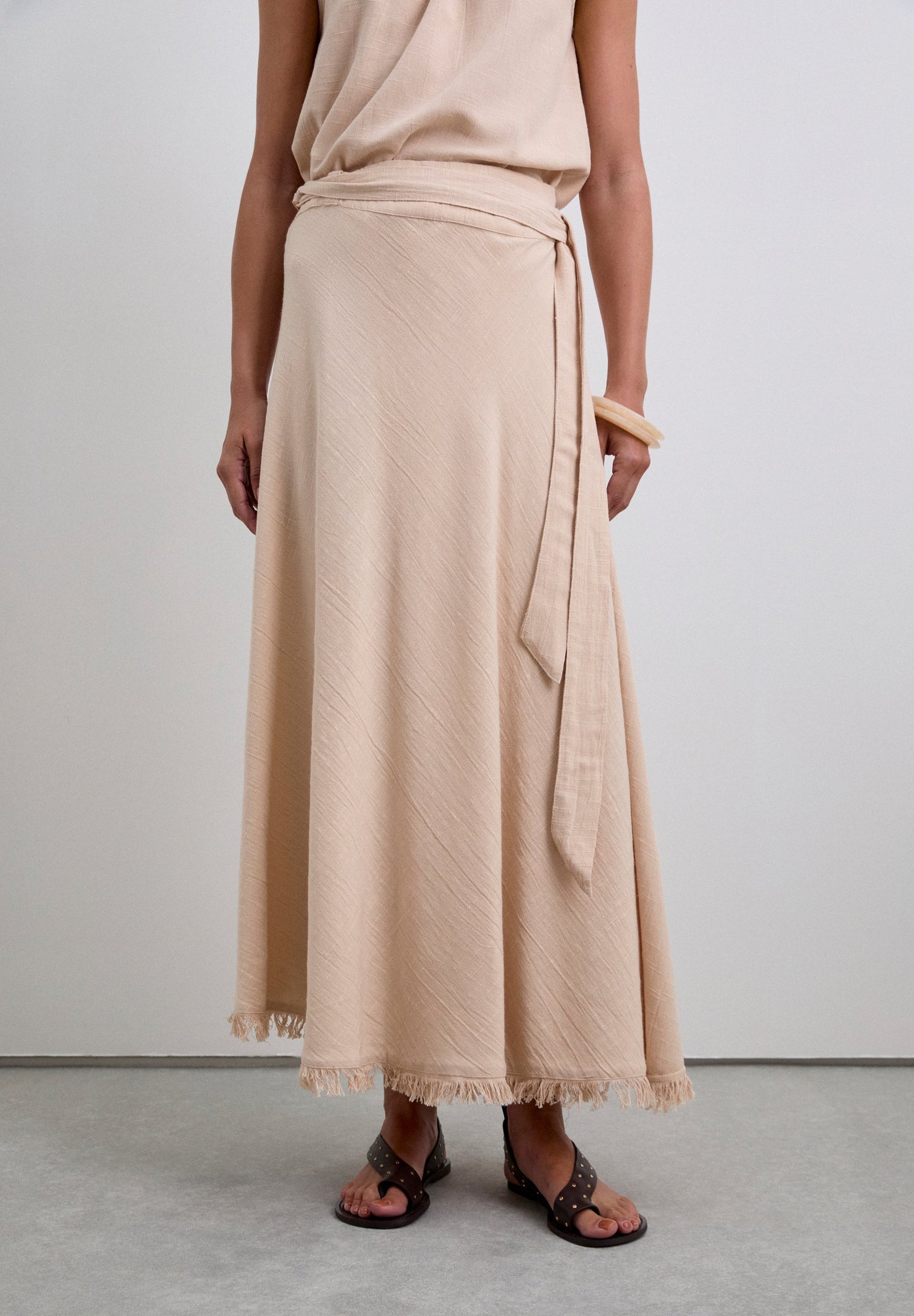 JUPE MIDI FRANGES