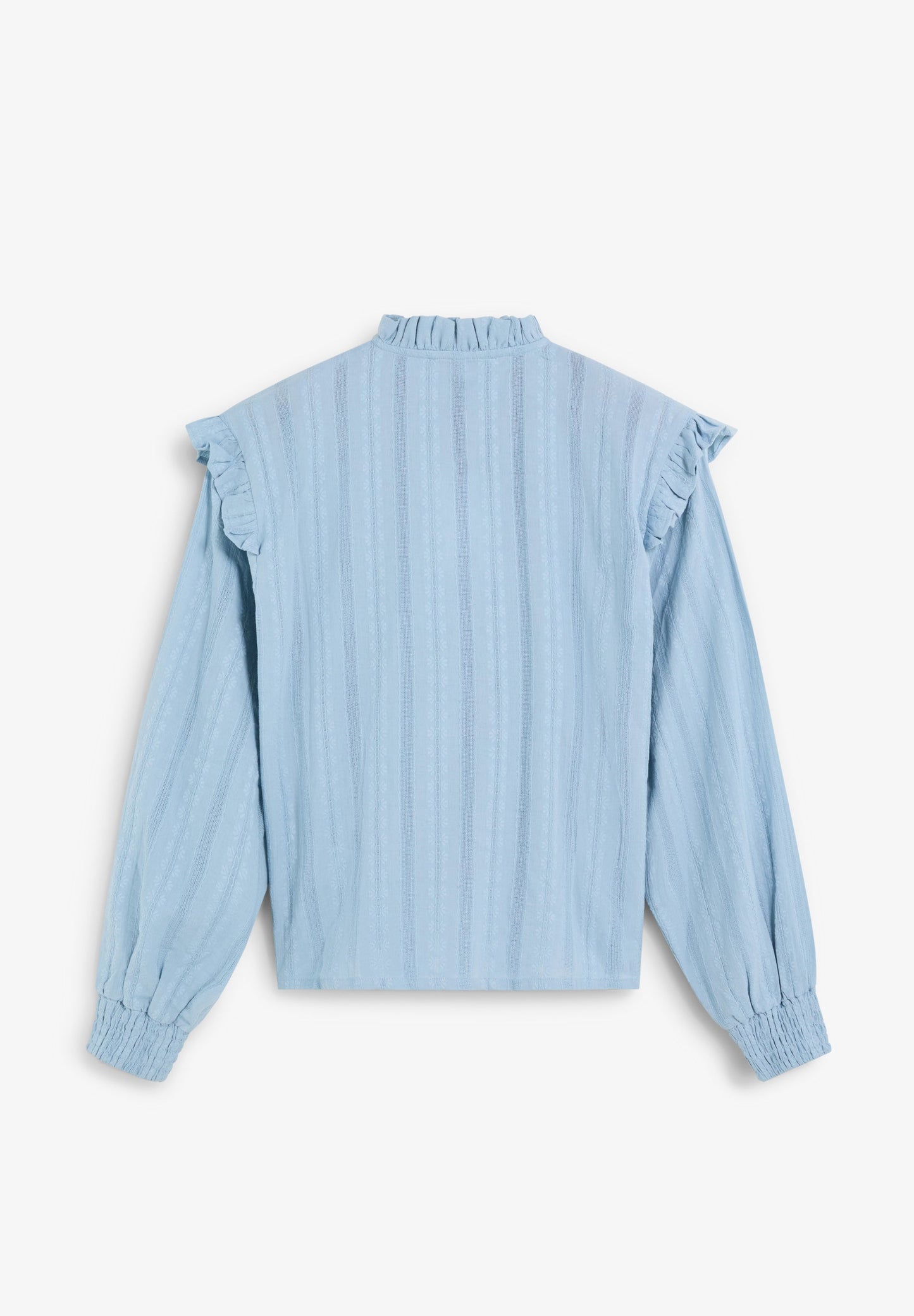 GERAFFTE BLUSE MIT VOLANTS