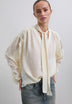 GATHERED BLOUSE WITH TIE DETAIL