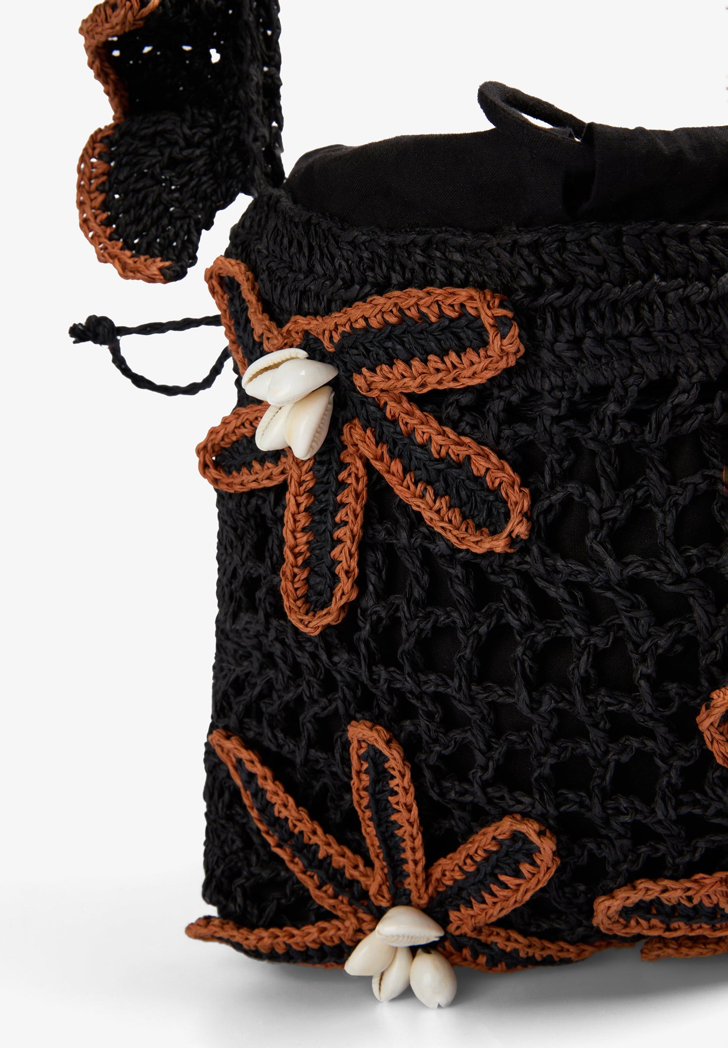 CONTRAST RAFFIA FLOWERS BAG