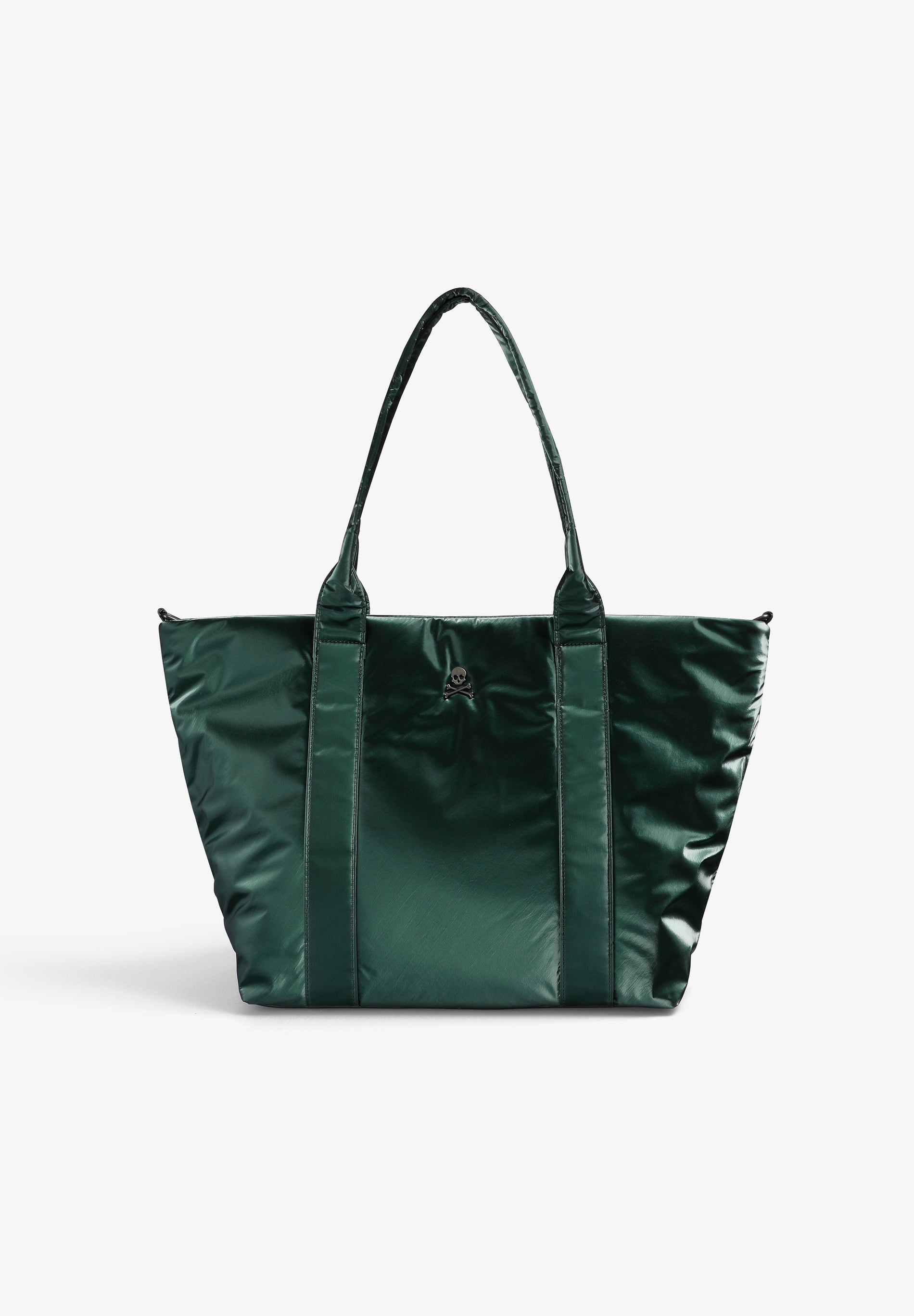 METALLIC-SHOPPER-TASCHE MIT TOTENKOPF
