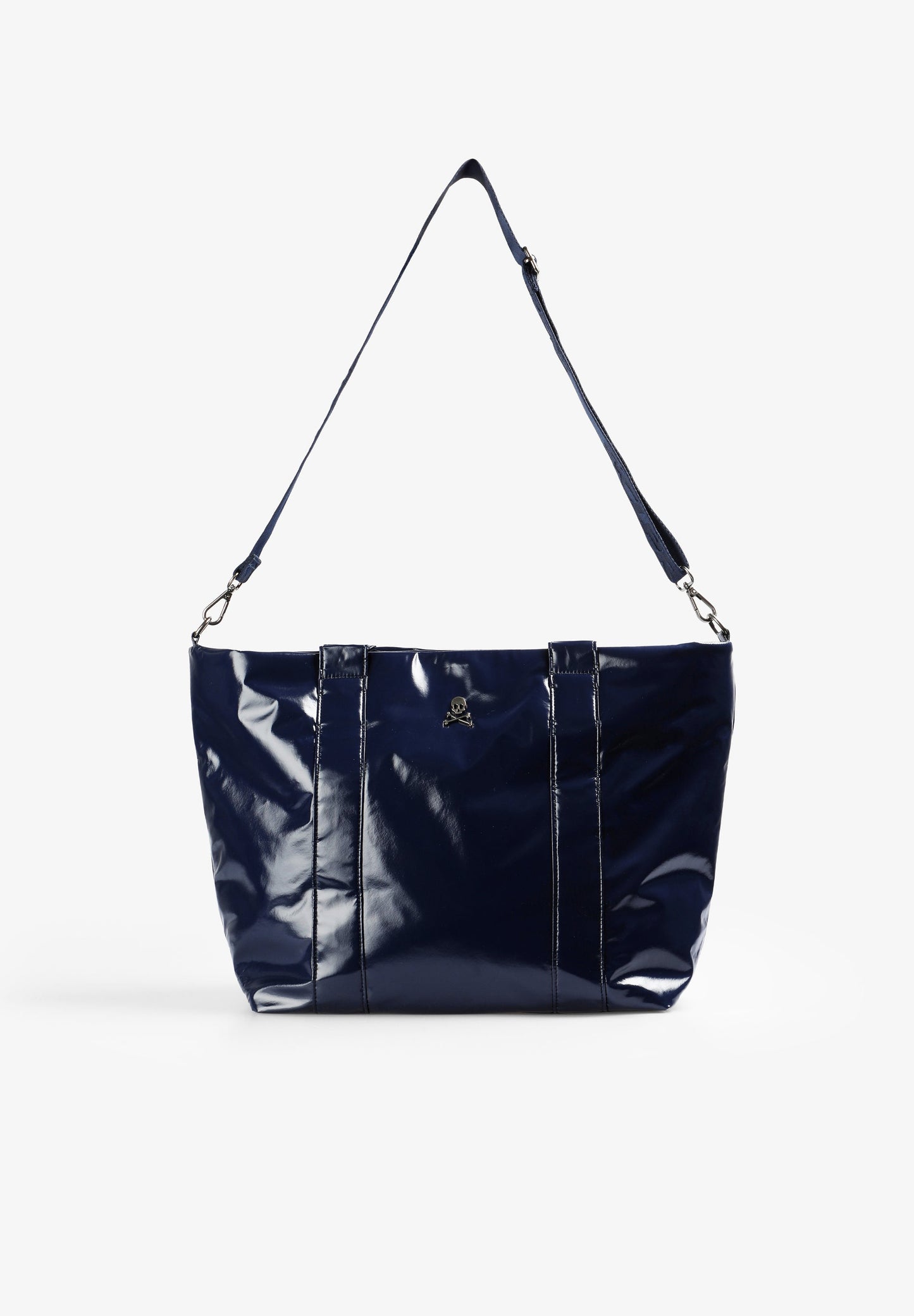 METALLIC-SHOPPER-TASCHE MIT TOTENKOPF