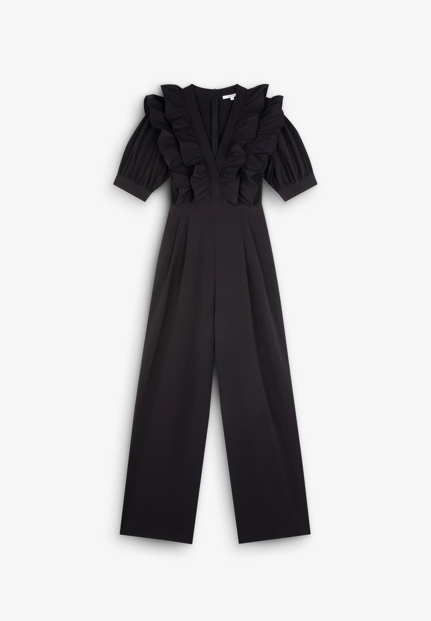 JUMPSUIT ZWART VOLANTS