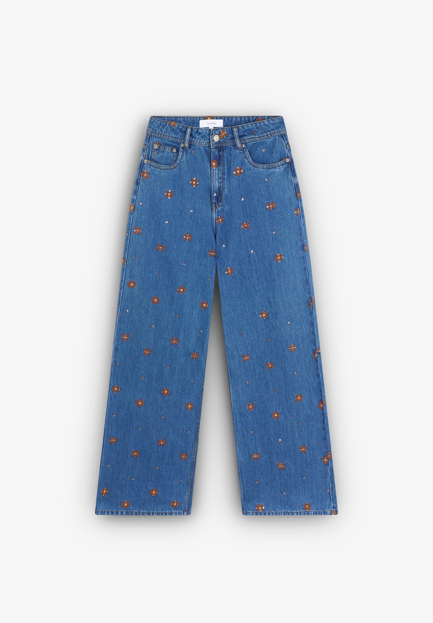 GERADE DENIM-HOSE MIT BLUMEN