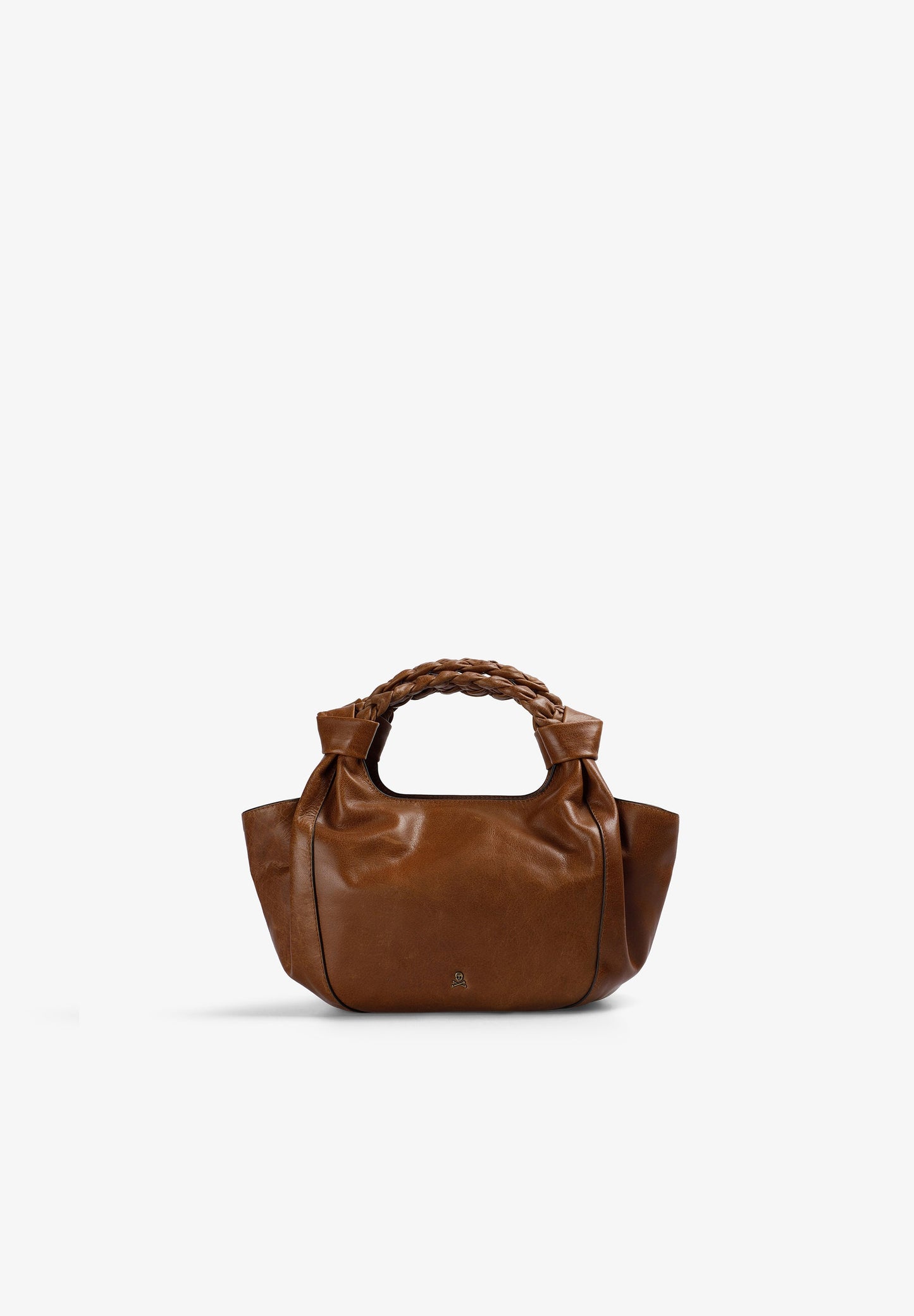 LEATHER HANDBAG WITH BRAIDED HANDLE