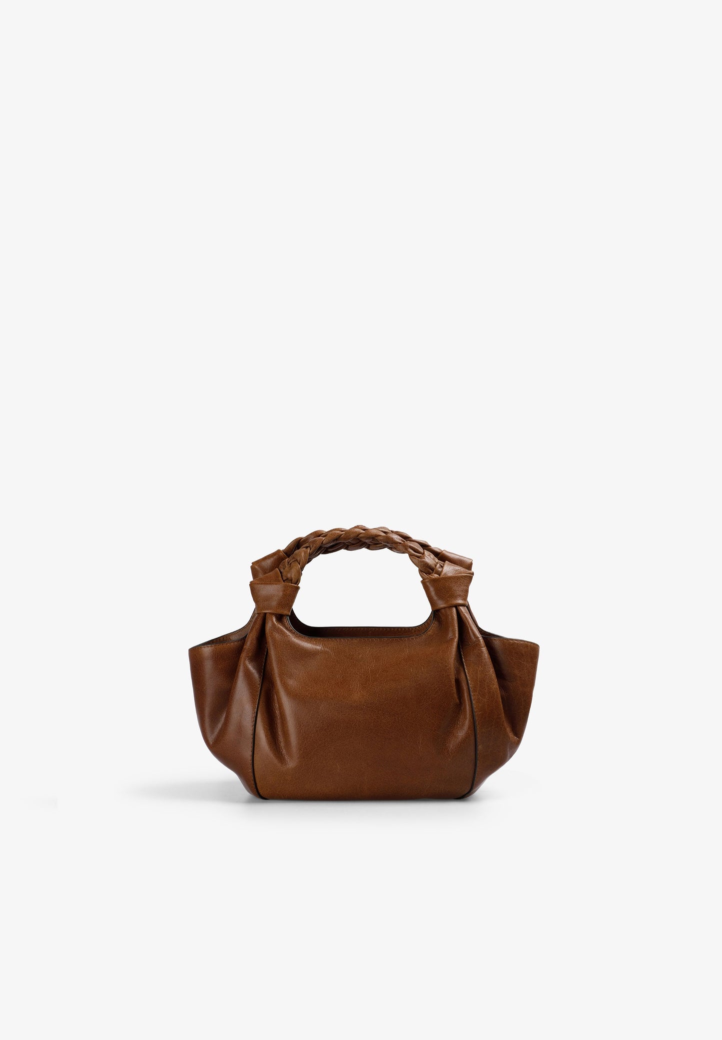 LEATHER HANDBAG WITH BRAIDED HANDLE