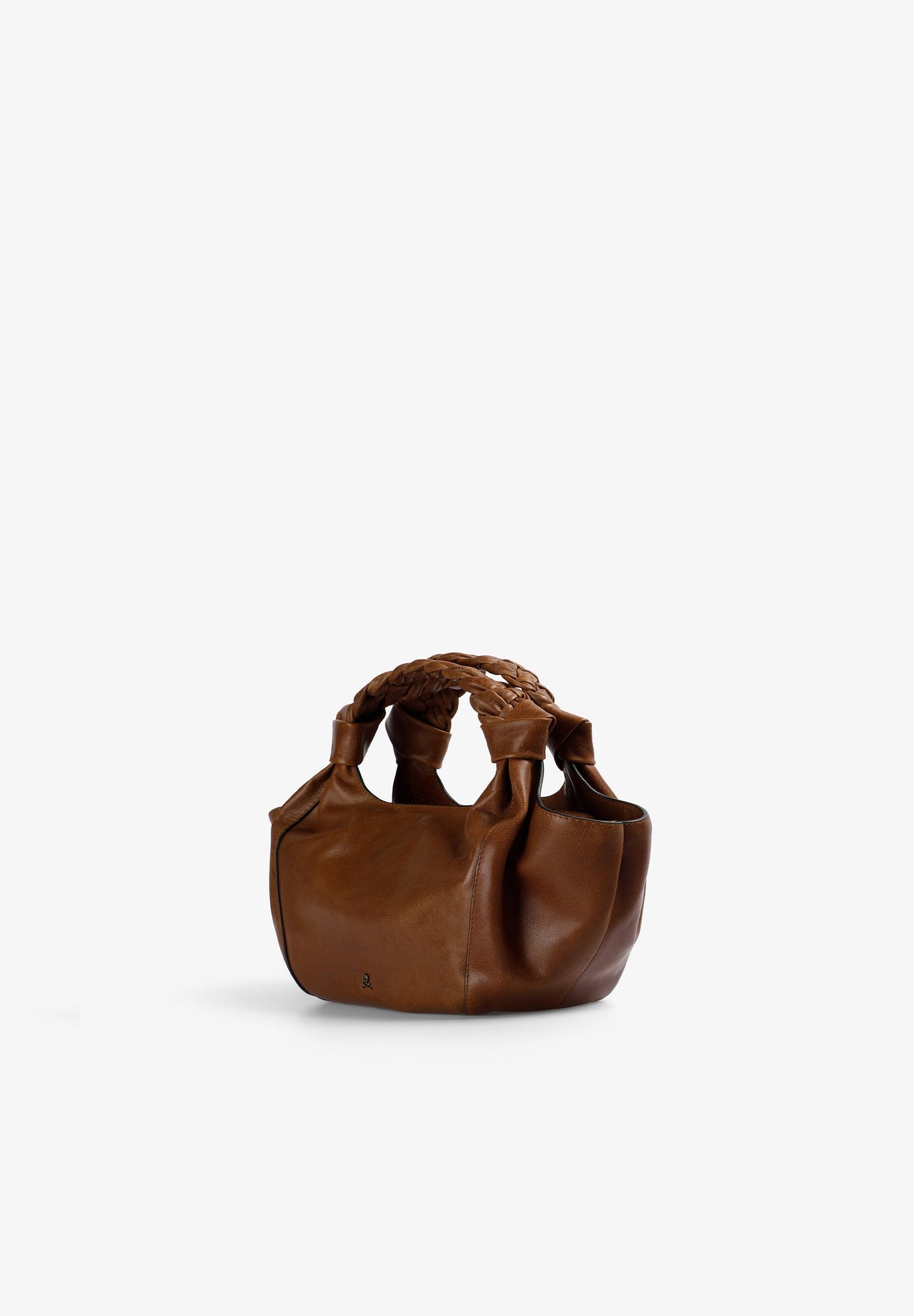 LEATHER HANDBAG WITH BRAIDED HANDLE