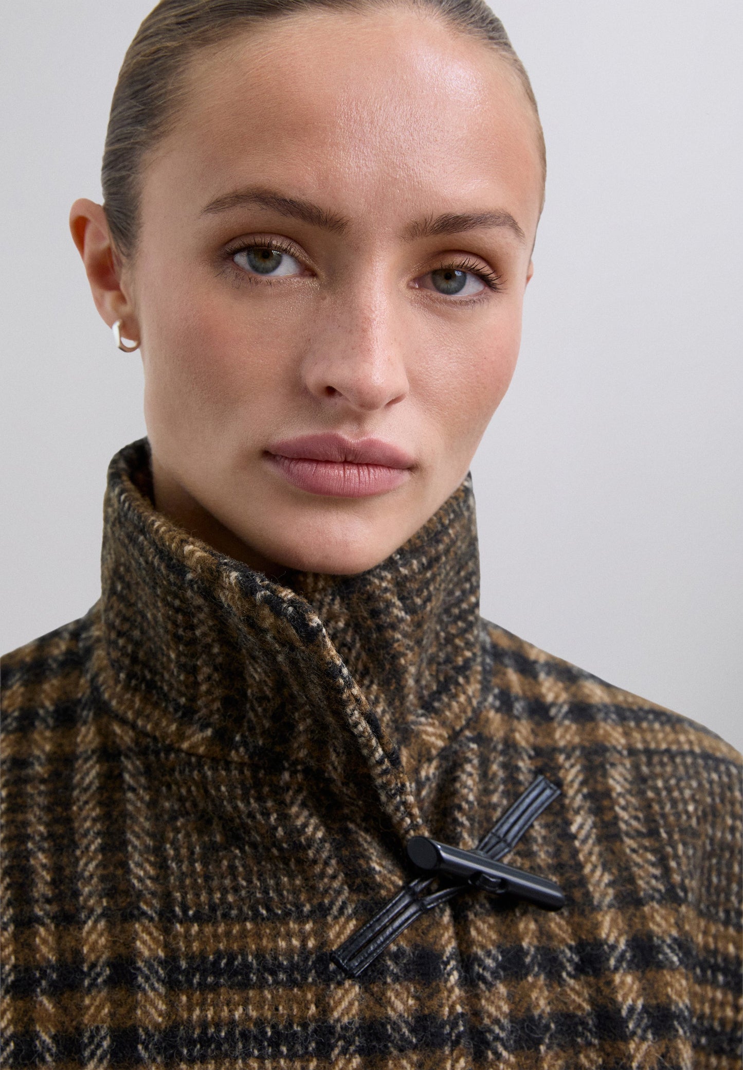 MANTEAU COURT LAINE À CARREAUX