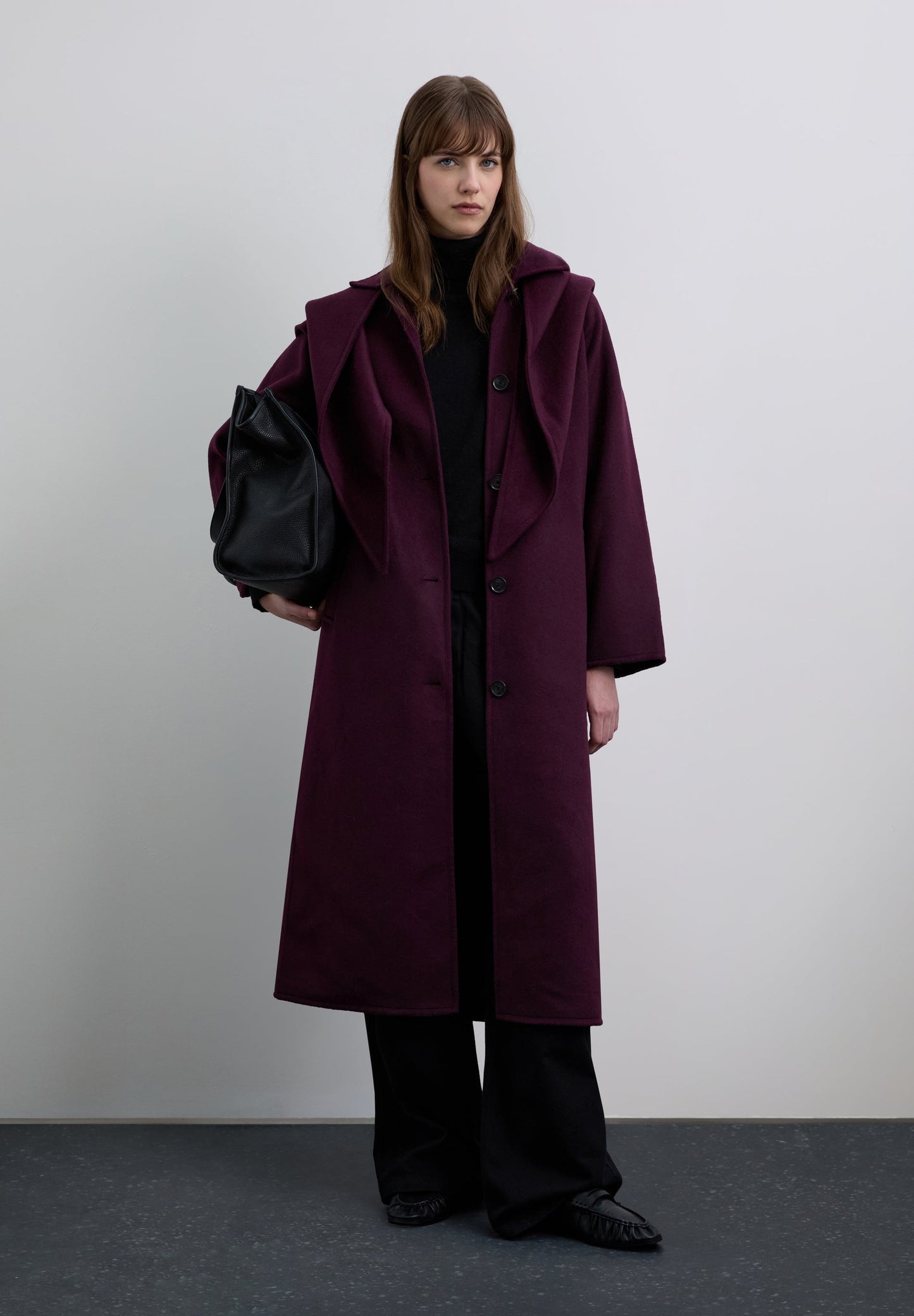 LONG COAT WITH DETACHABLE SCARF DETAIL