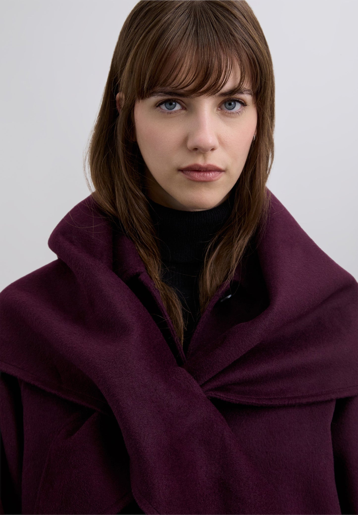 LONG COAT WITH DETACHABLE SCARF DETAIL