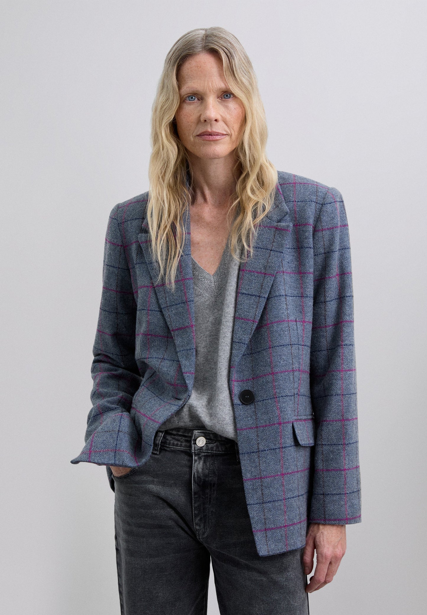 VESTE LAINE CARREAUX