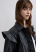 LEATHER BOMBER JACKET WITH RUFFLES