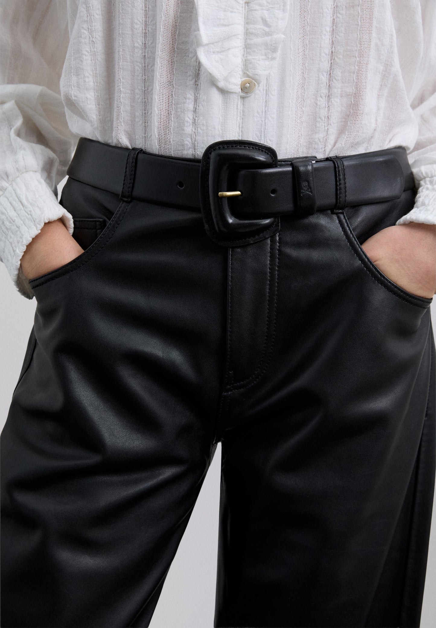 STRAIGHT LEATHER TROUSERS