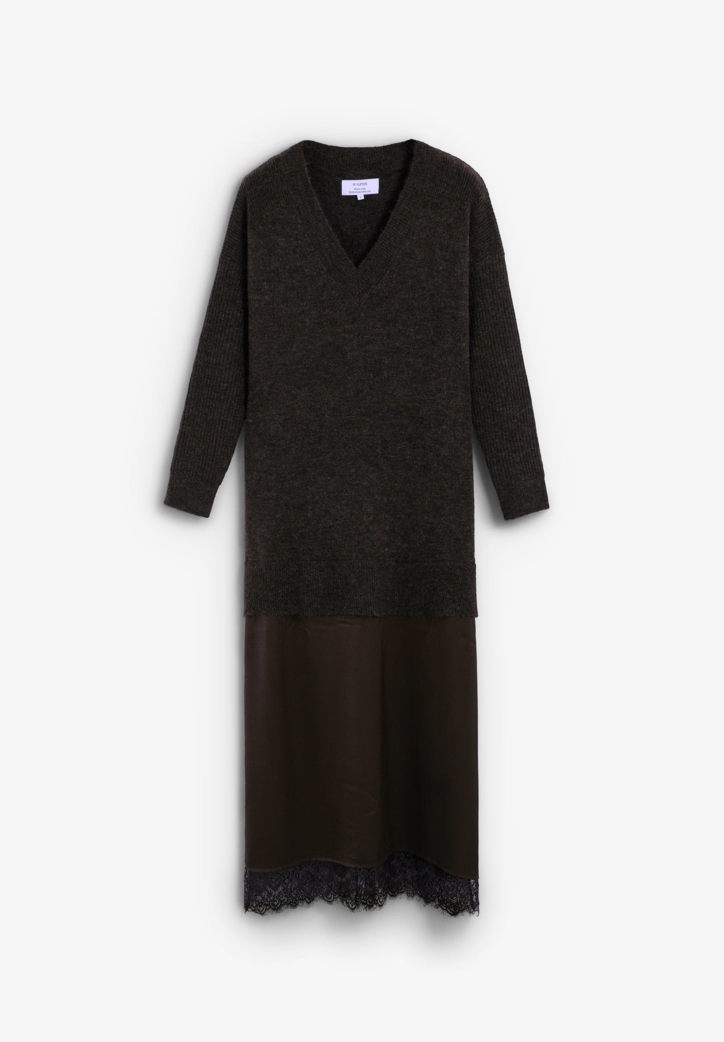 ROBE MIDI EN MAILLE AVEC DÉTAILS DE NUISETTE