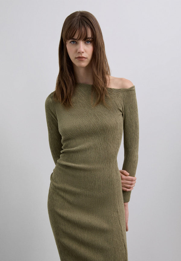 khaki asymmetric dress Khaki Asymmetric Dress by Aleksandre Akhalkatsishvili