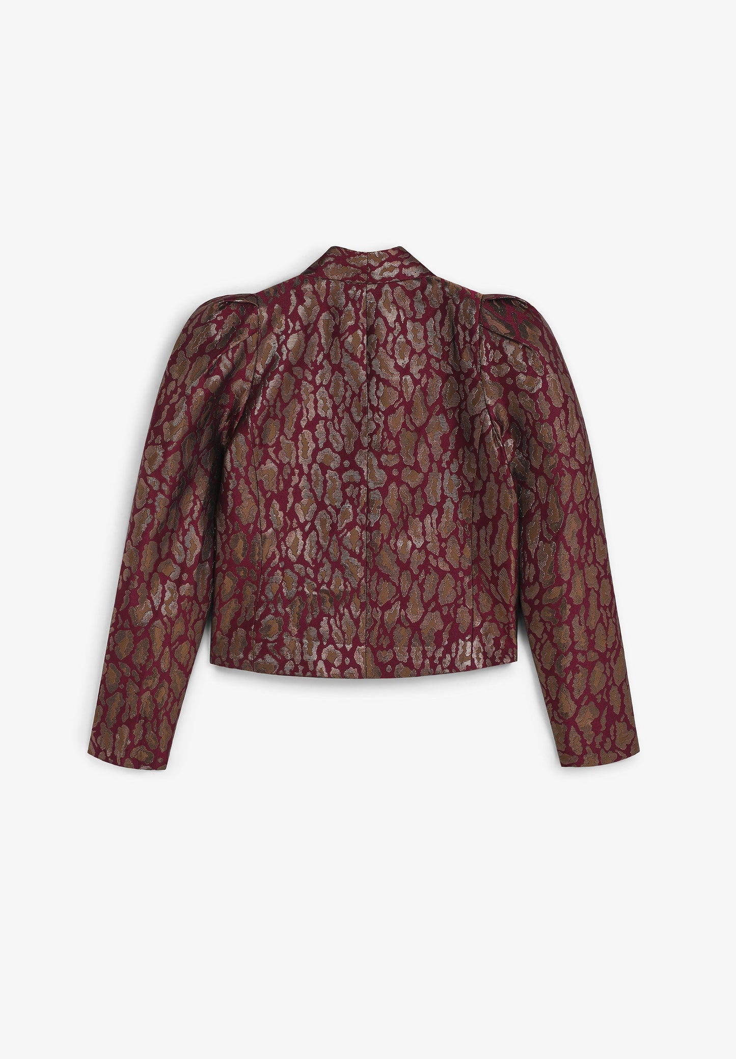 CROPPED-BLAZER MIT METALLISIERTEM ANIMALPRINT