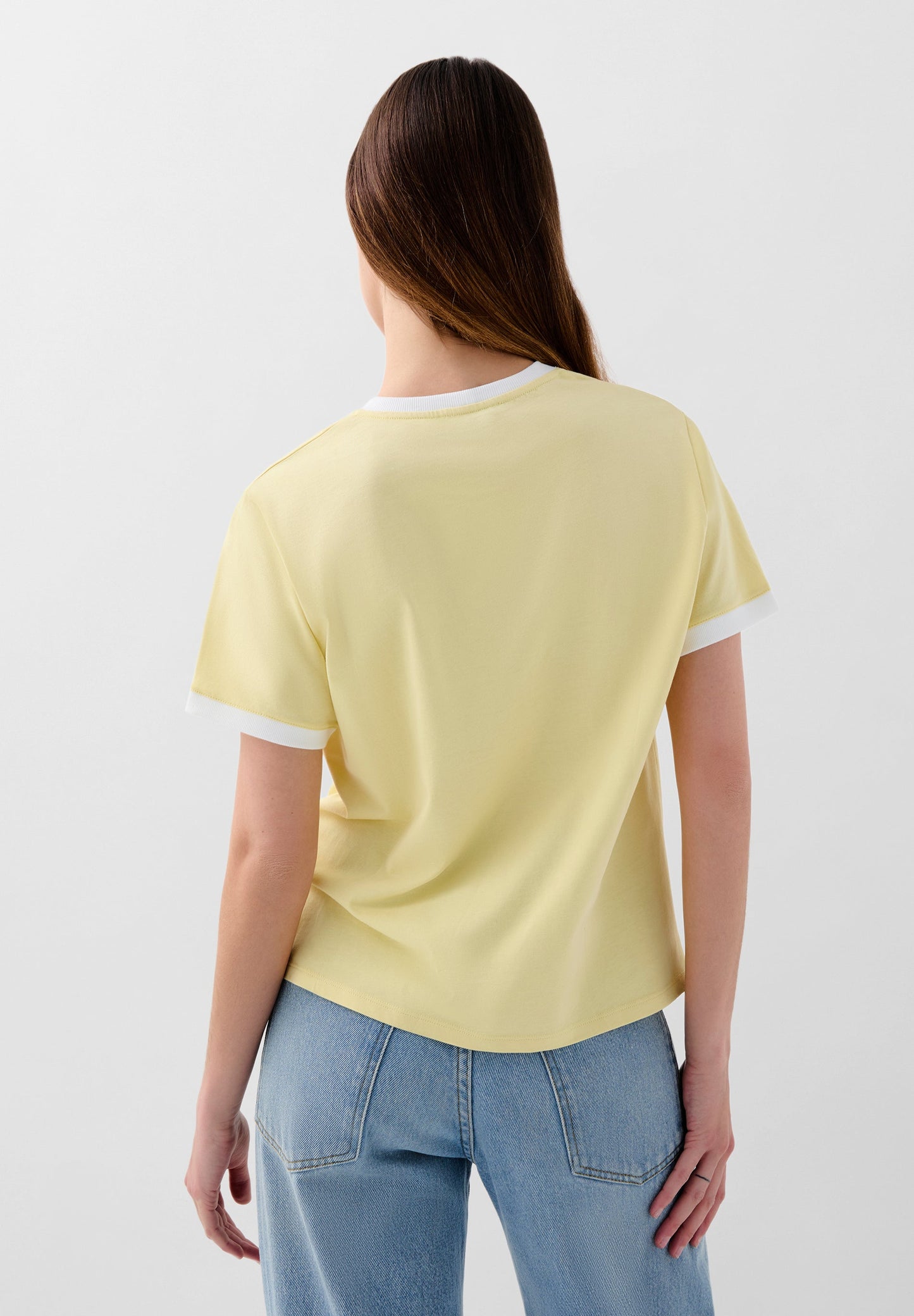 BICOLOUR TEE WITH CONTRAST RIBBING