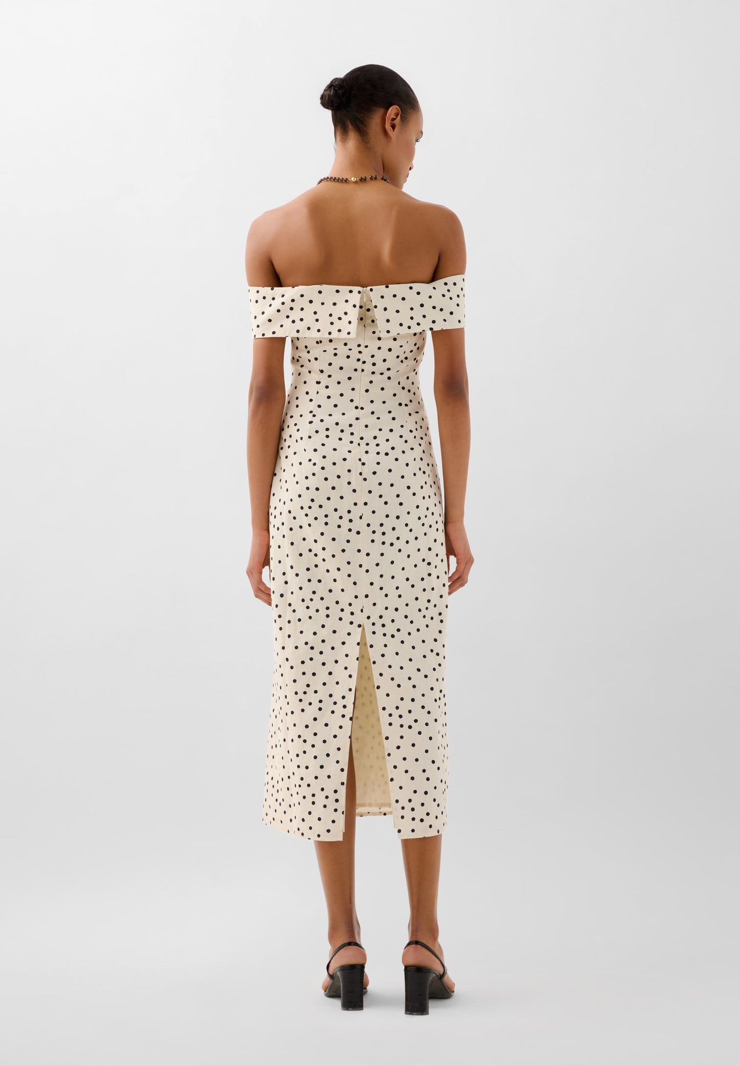 POLKA DOT LINEN MIDI DRESS
