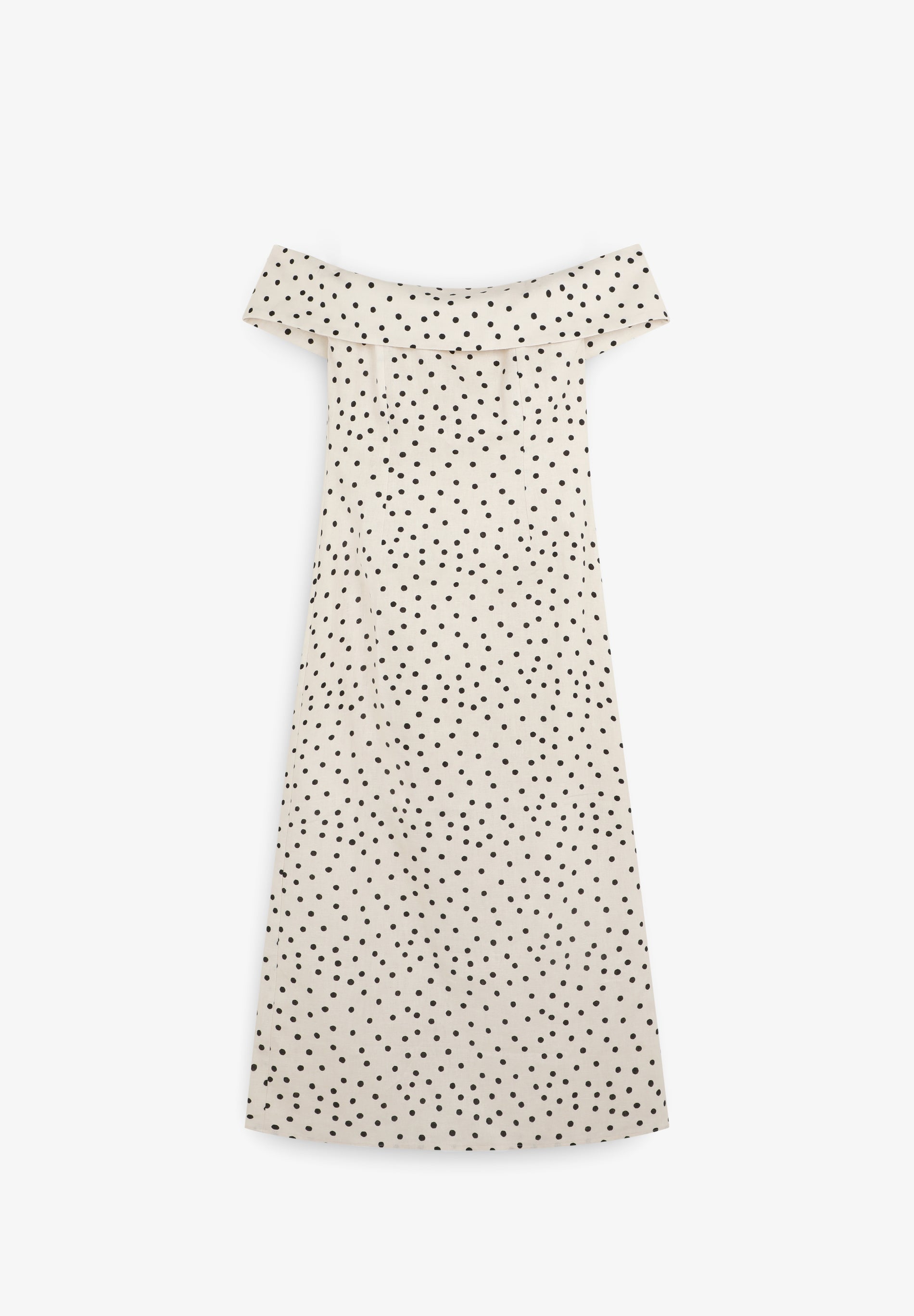 POLKA DOT LINEN MIDI DRESS
