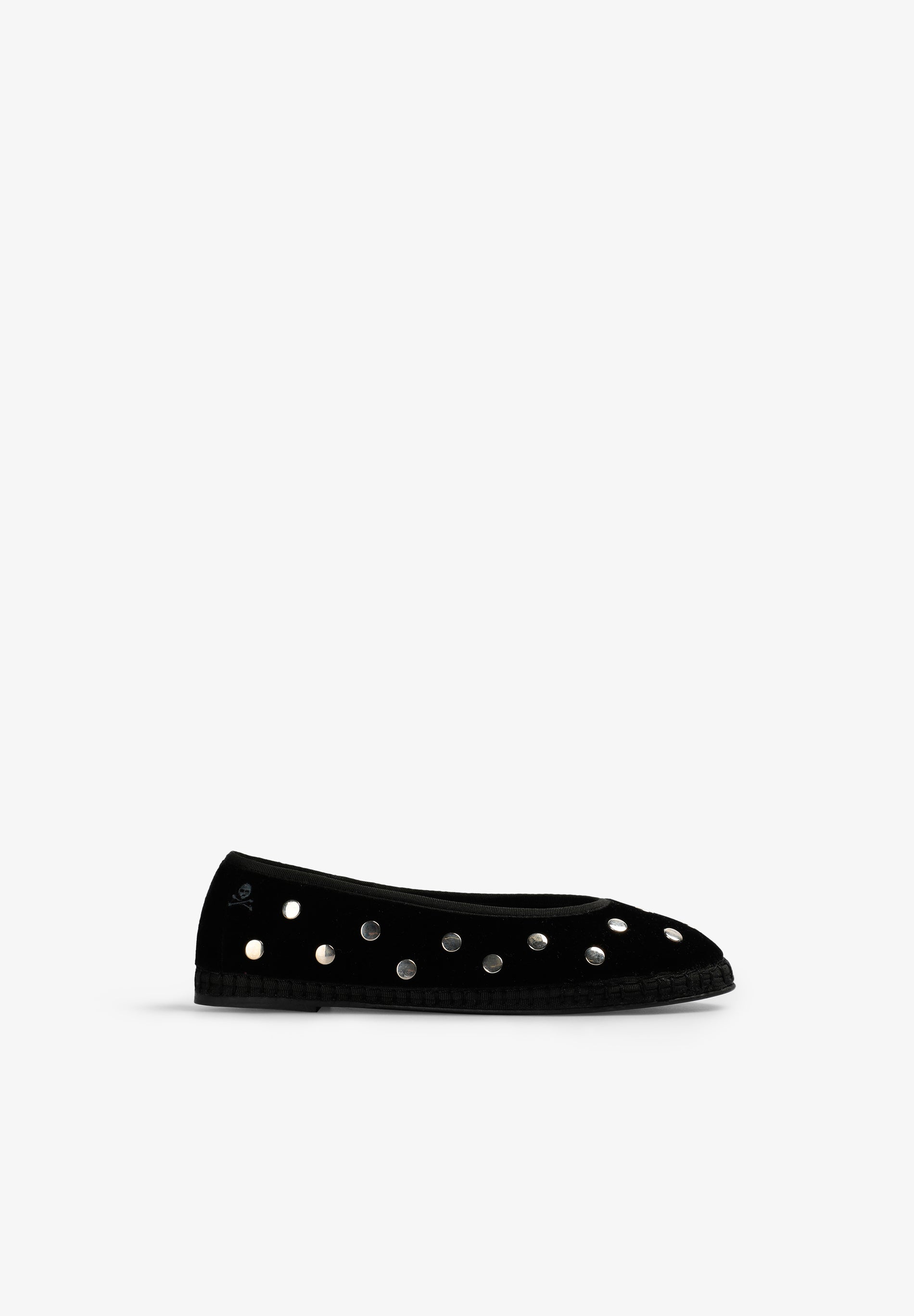 FLUWELEN BALLERINA MET STUDS