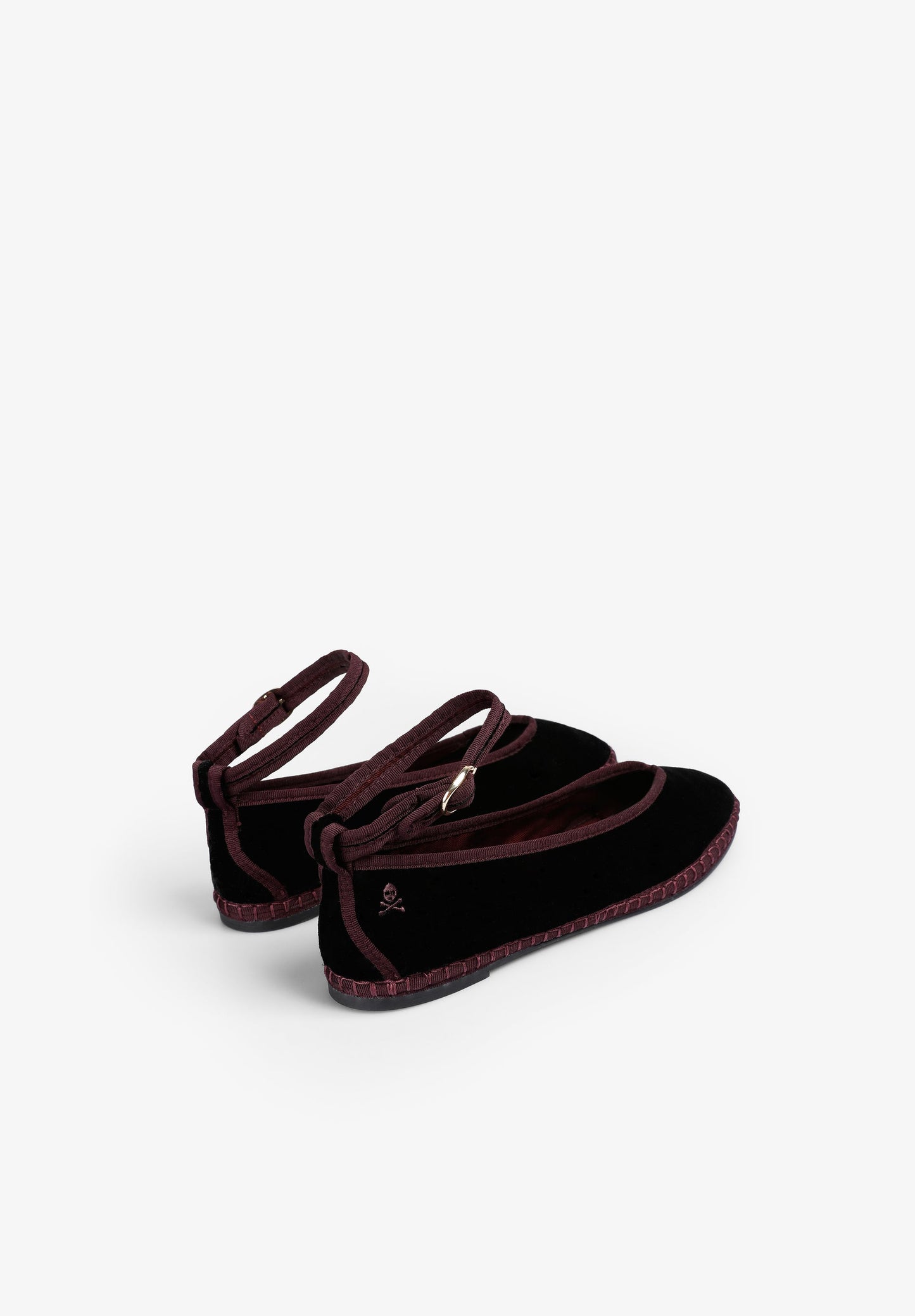VELVET ANKLE STRAP BALLET FLATS