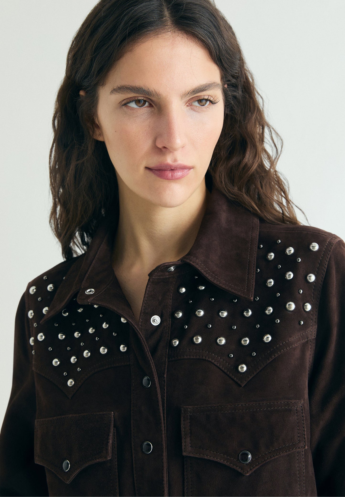 SUEDE SHIRT WITH STUDS