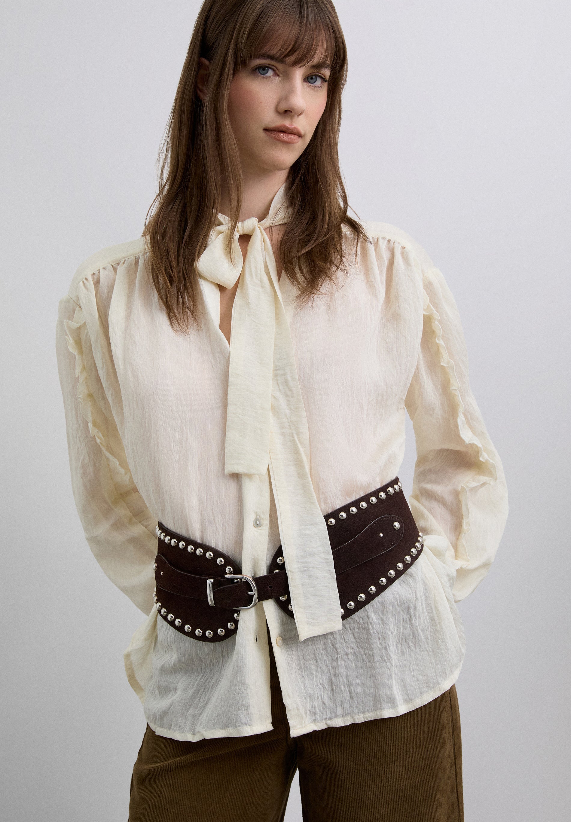 STUDDED SUEDE SASH BELT