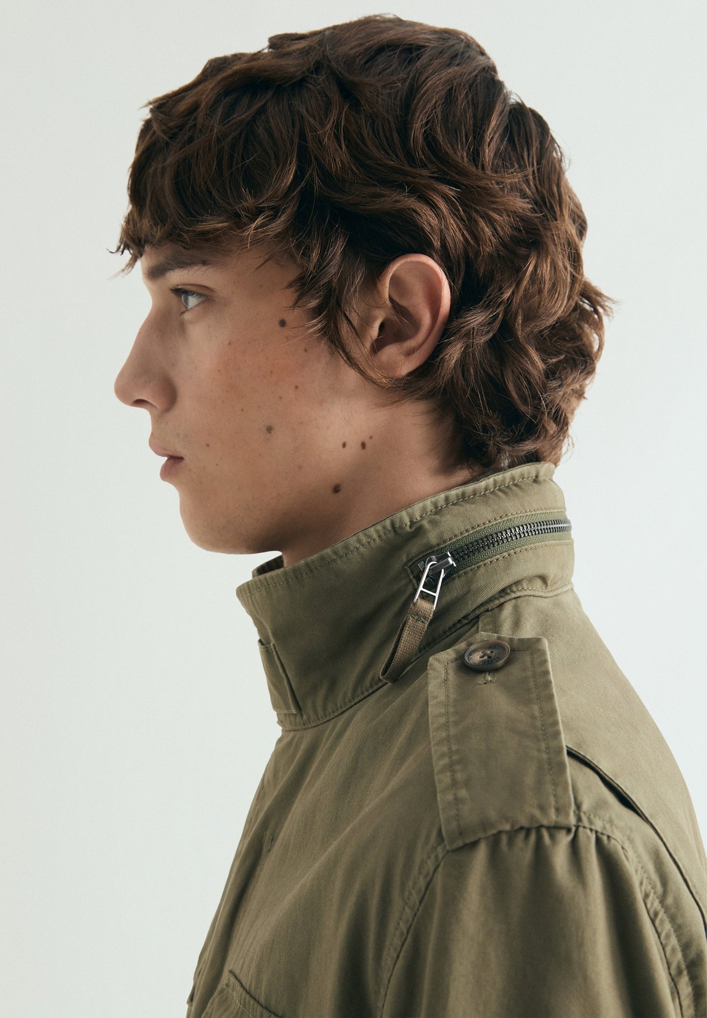 MILITARY JACKET WITH CONCEALED HOOD