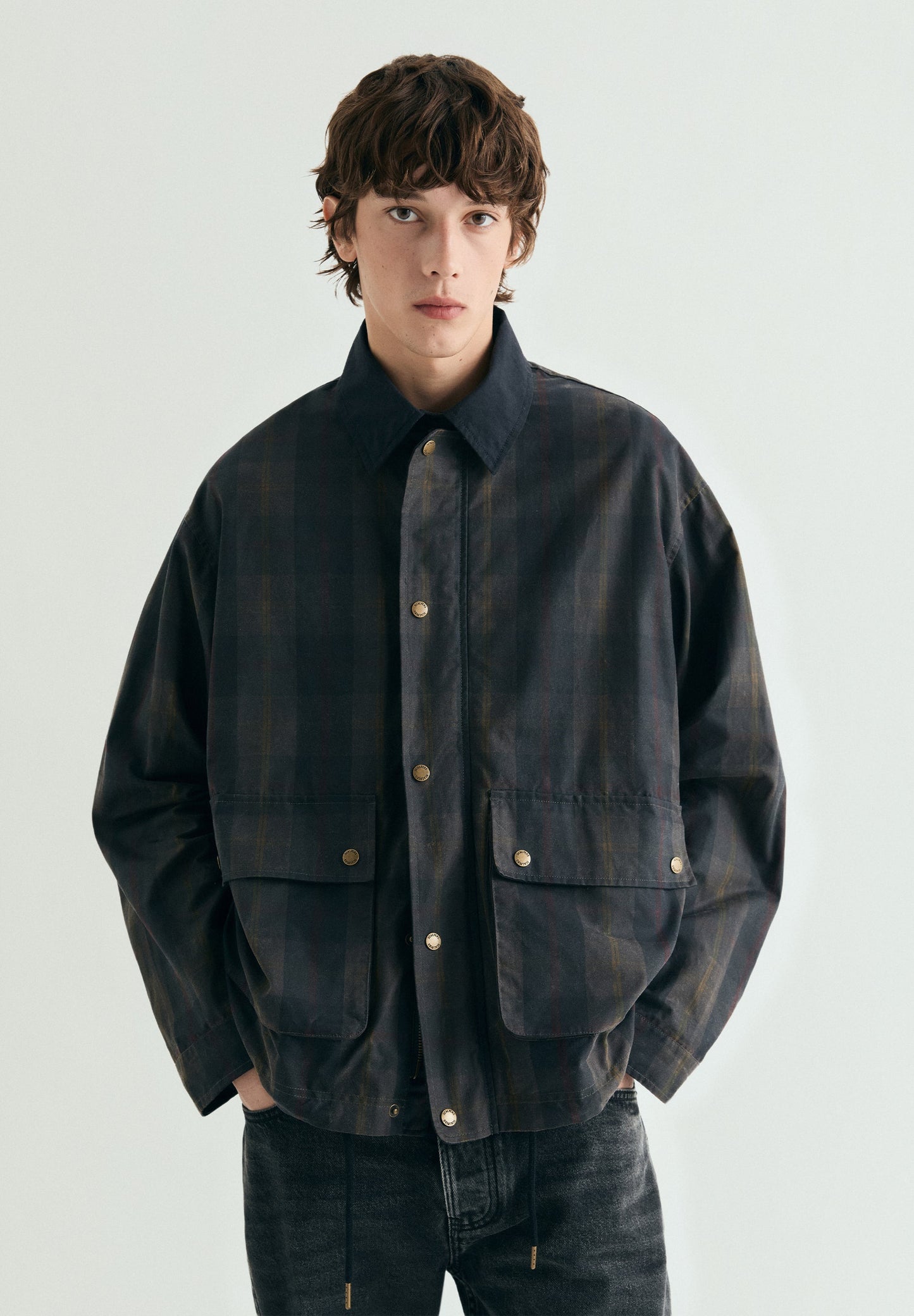 GEWACHSTER KARIERTER CARDIGAN