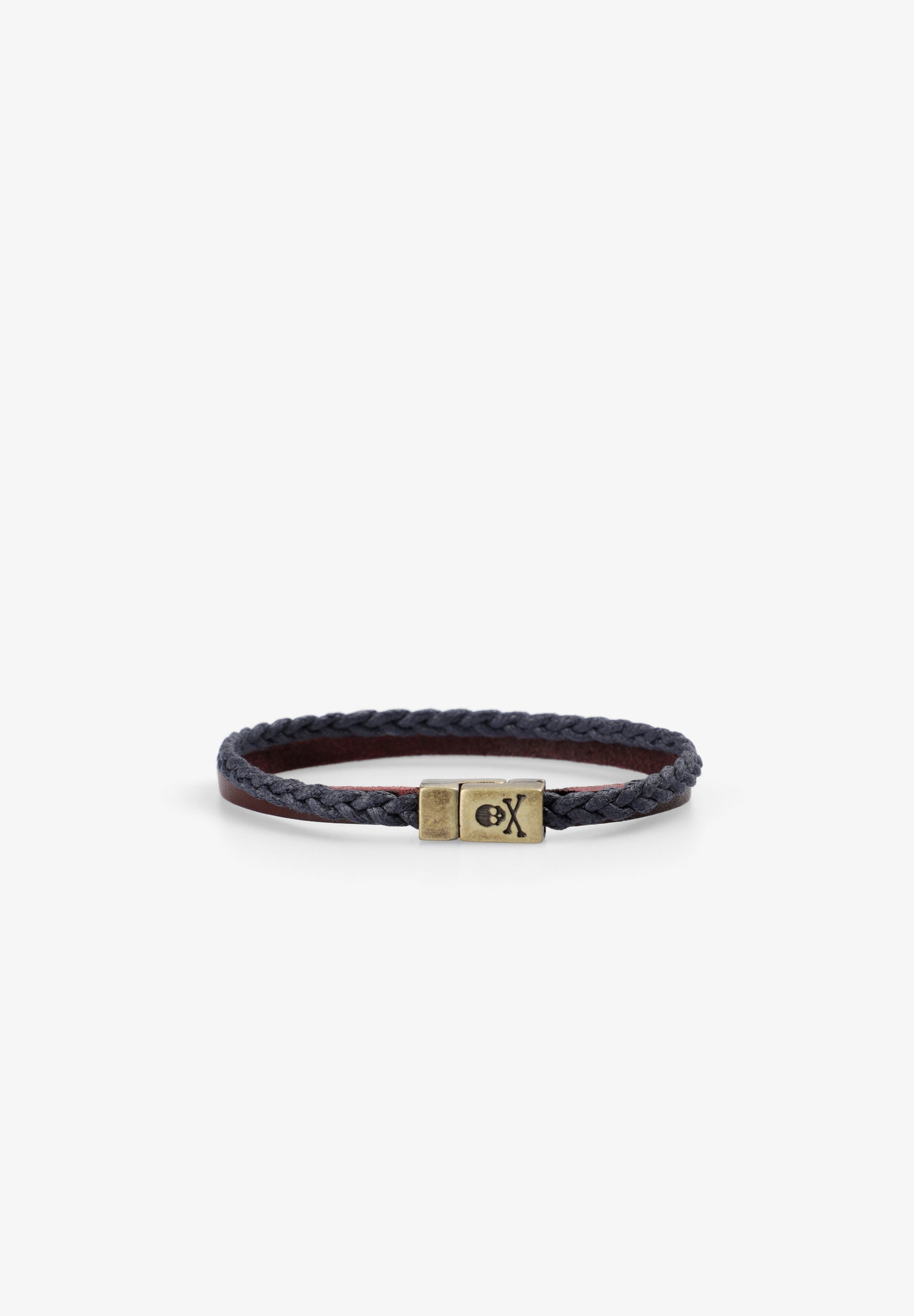 LEATHER AND WAXED CORD BRACELET