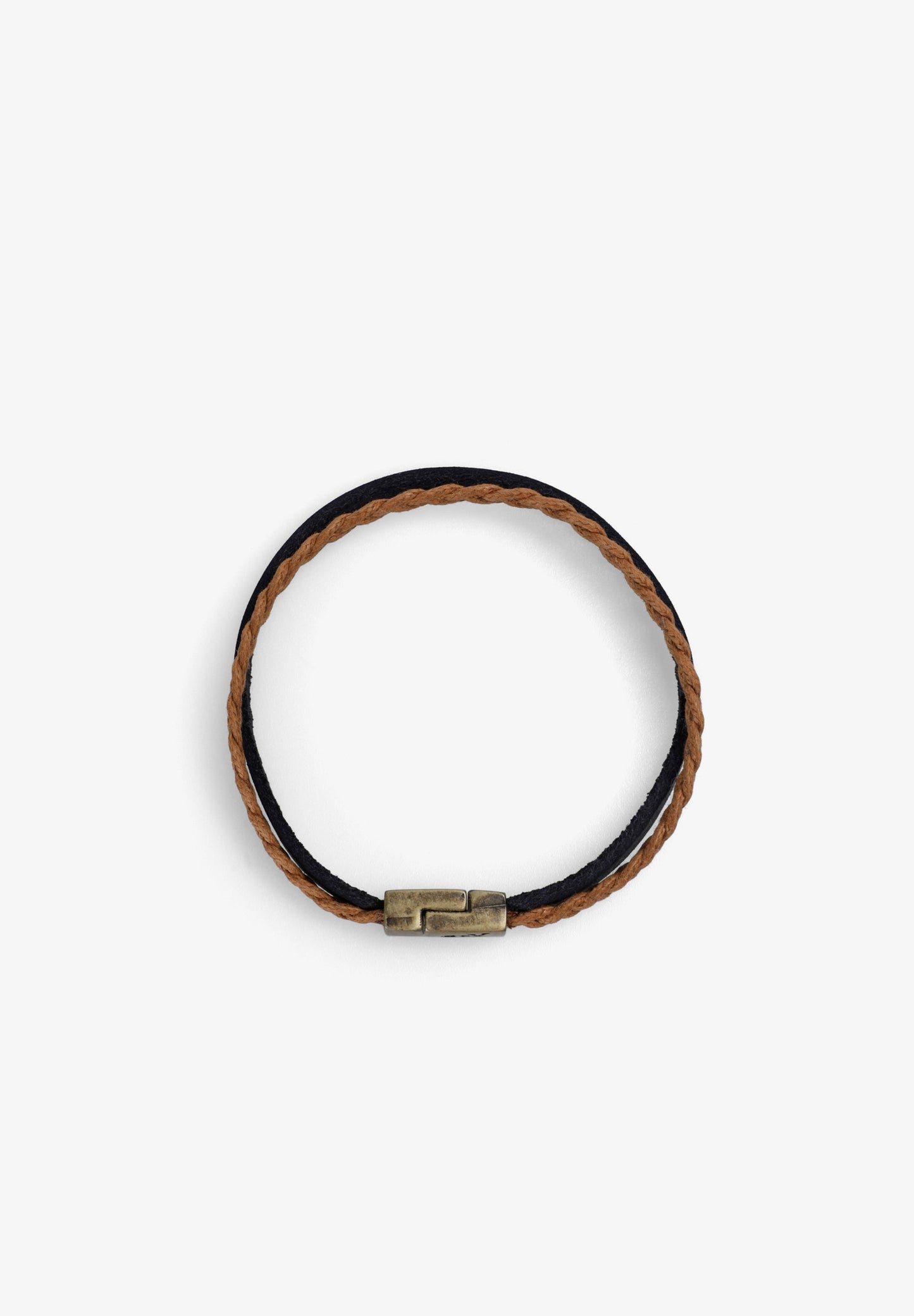 LEATHER AND WAXED CORD BRACELET