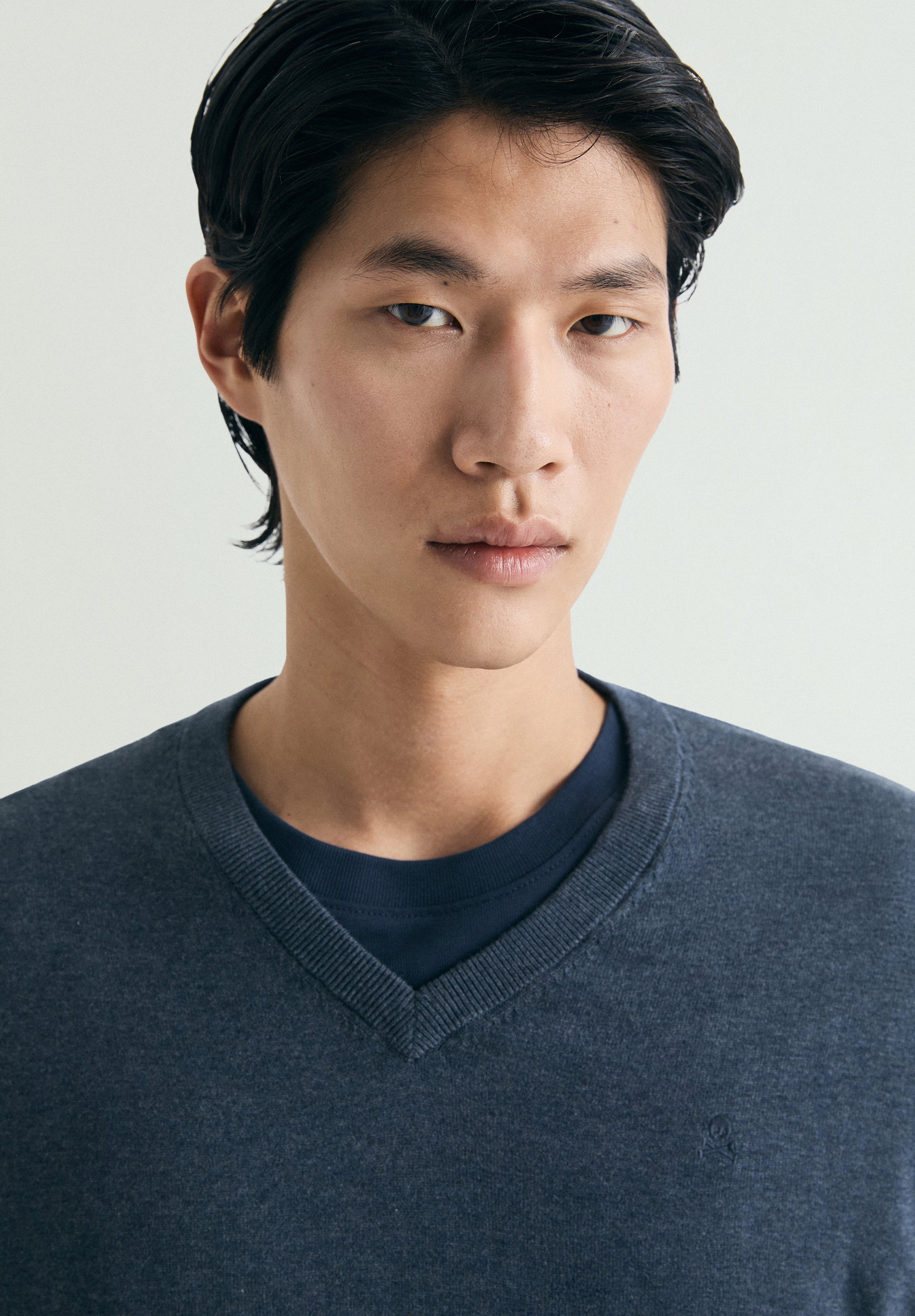 MAGLIA SUPIMA RICAMO TONO SU TONO