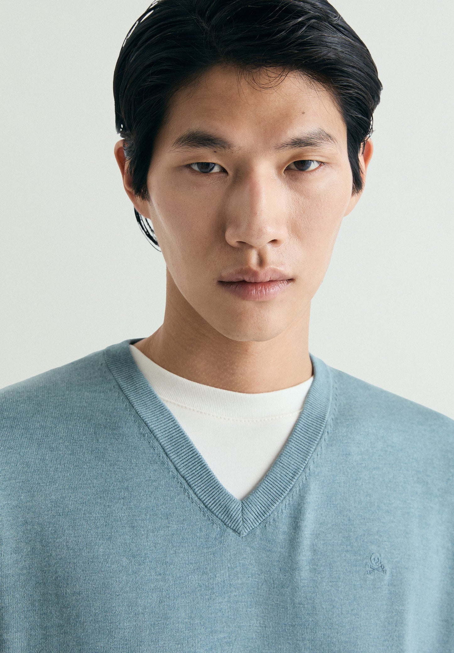 MAGLIA SUPIMA RICAMO TONO SU TONO