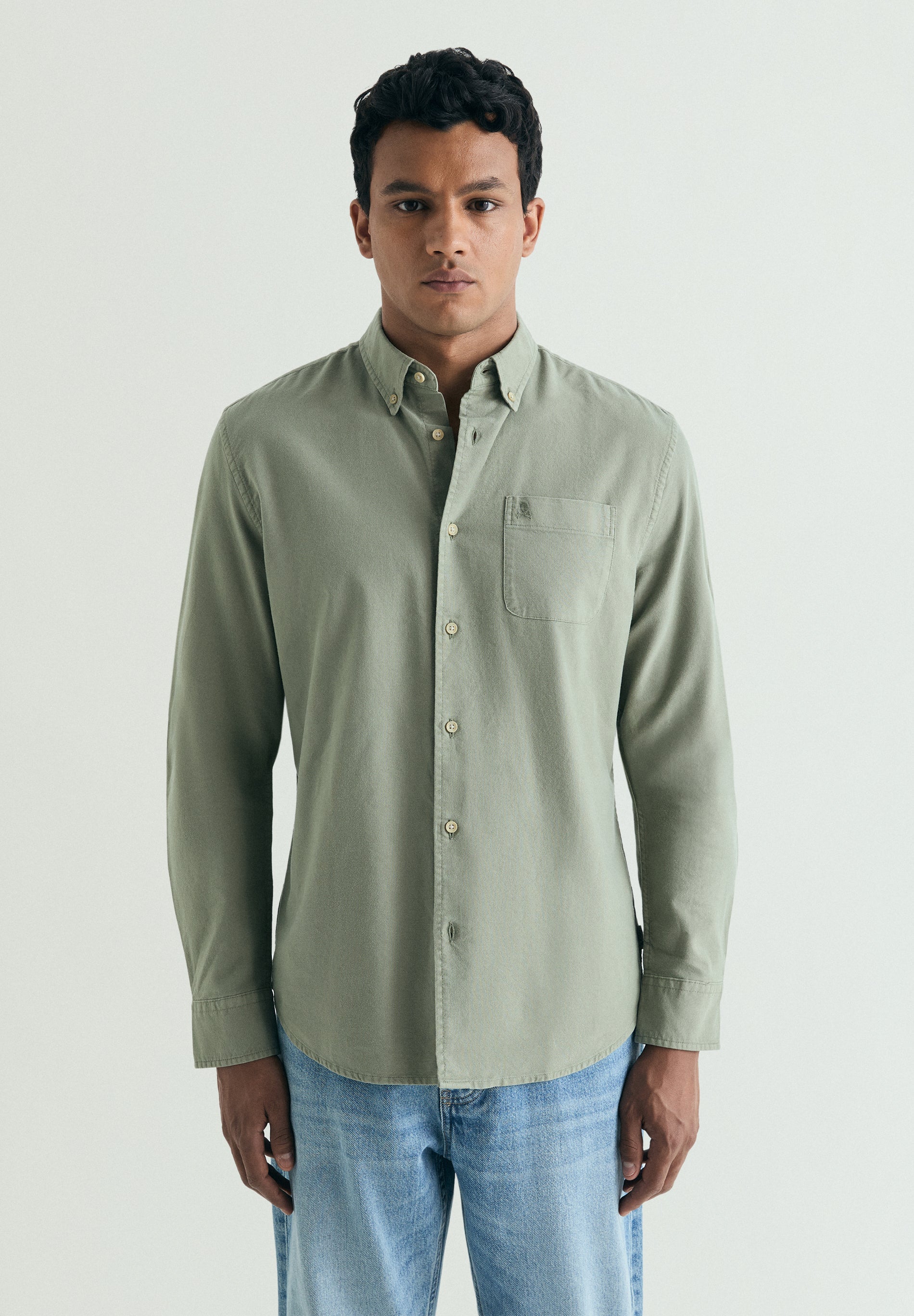 CAMICIA OXFORD RICAMO TONO SU TONO
