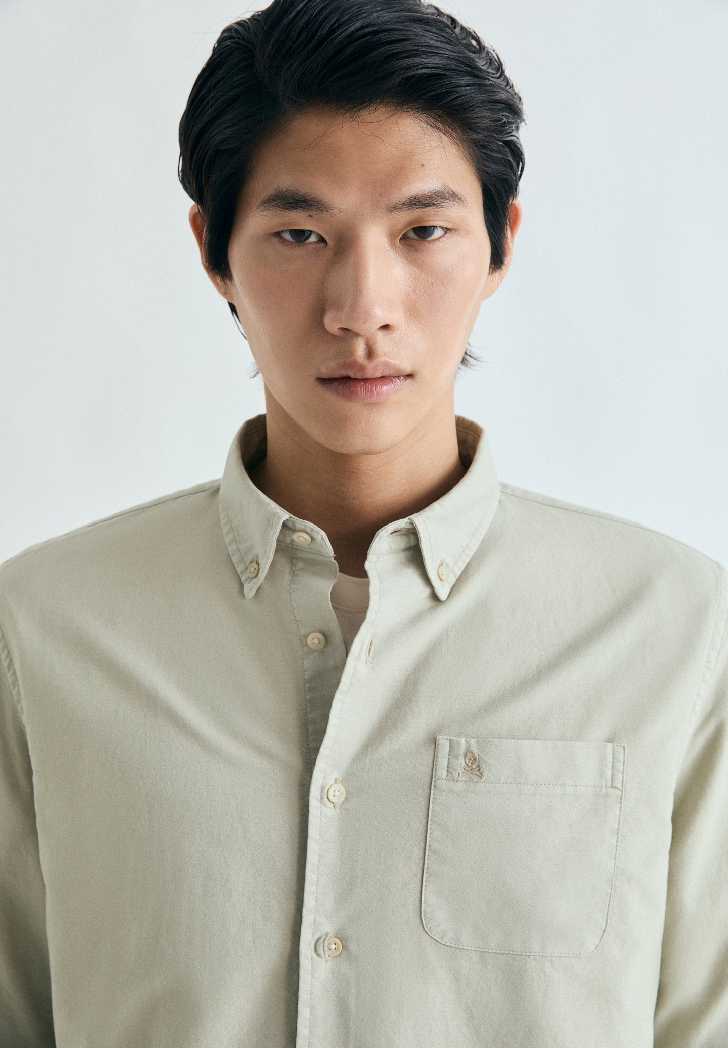 CAMICIA OXFORD RICAMO TONO SU TONO