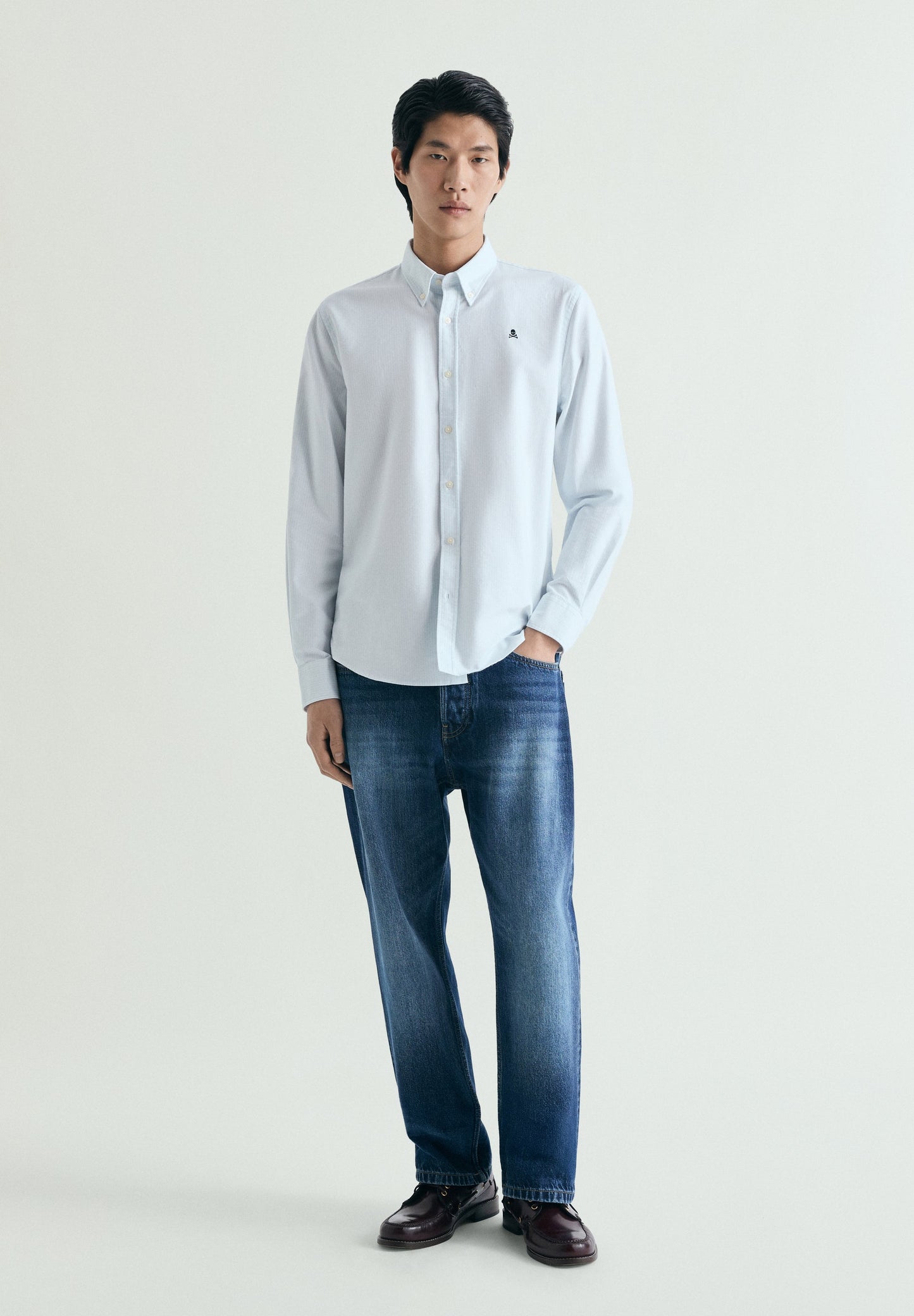 OXFORDHEMD MIT STREIFEN-PRINT