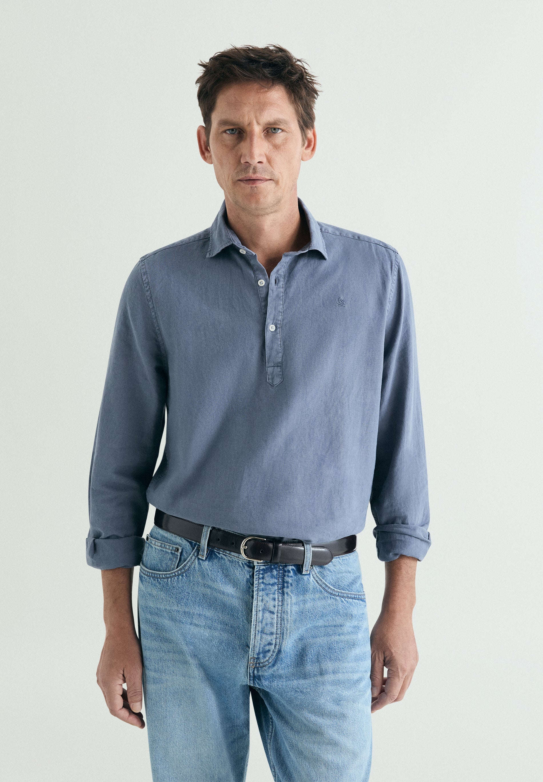 REGULAR FIT LINEN POLO SHIRT