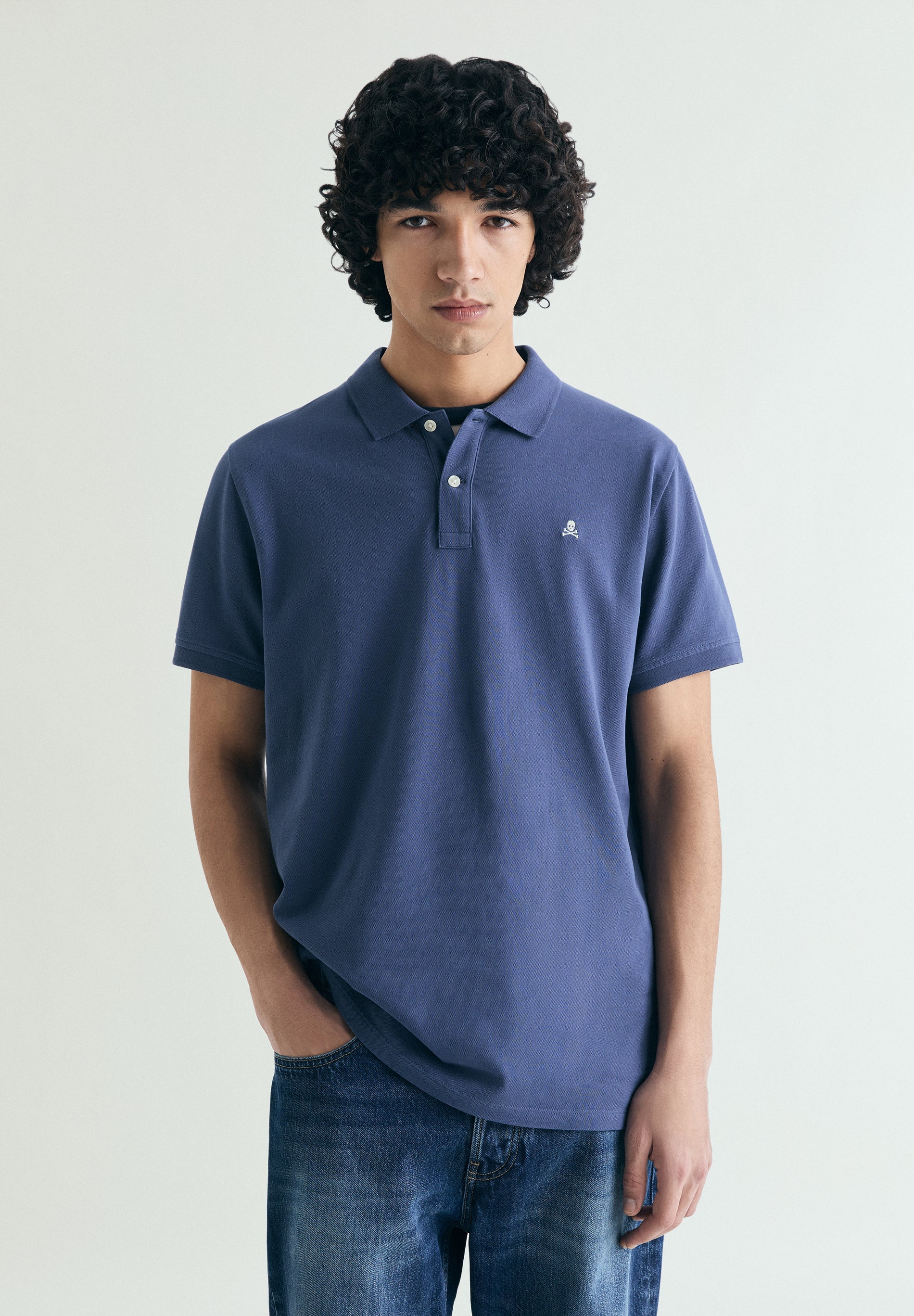 PIQUÉ POLO SHIRT WITH CONTRAST SKULL
