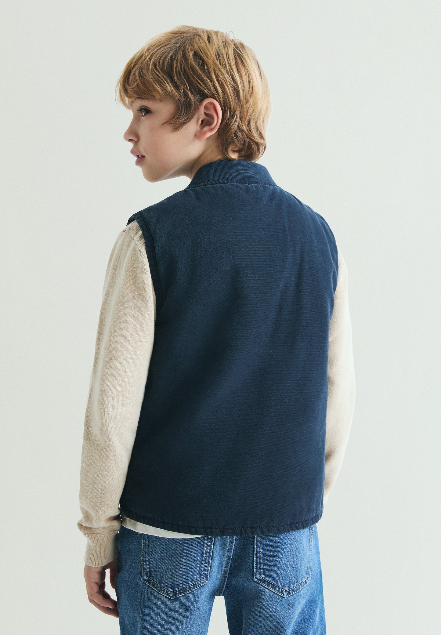 VESTE SANS MANCHES DENIM FERMETURE ÉCLAIR