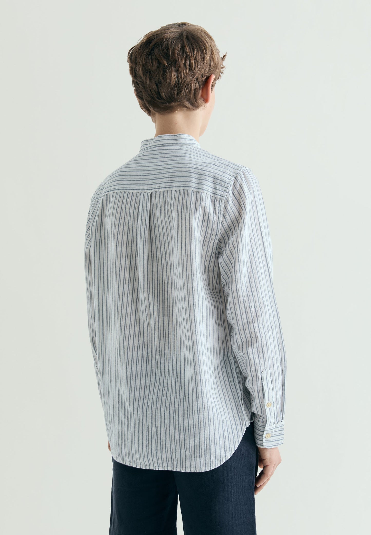 CAMICIA A RIGHE COLLETTO ALLA COREANA