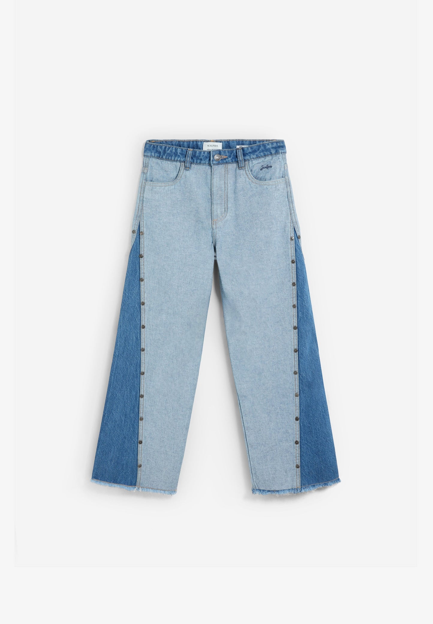 ZWEIFARBIGE WIDE-LEG-DENIM-HOSE