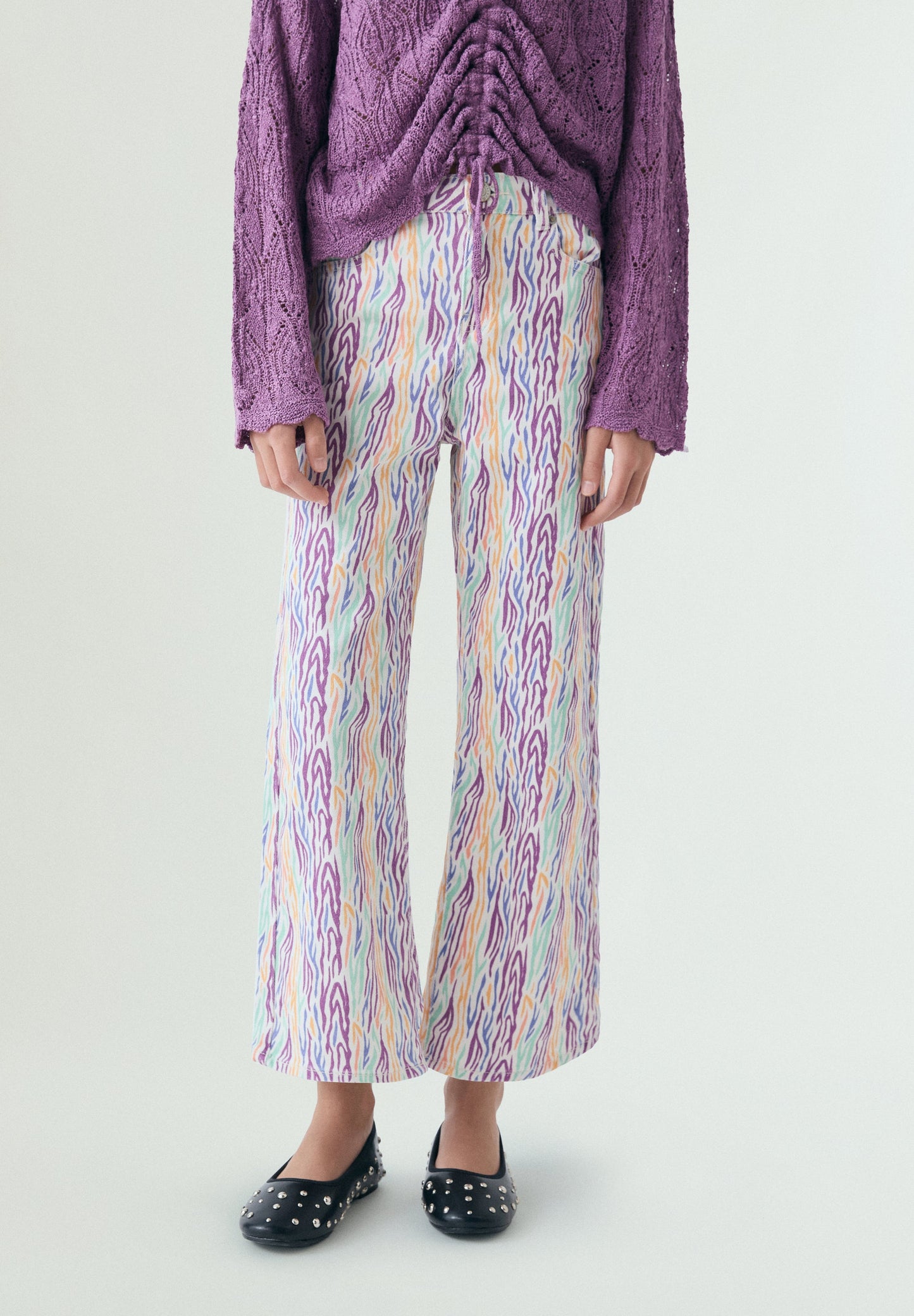 MEHRFARBIGE WIDE-LEG-HOSE