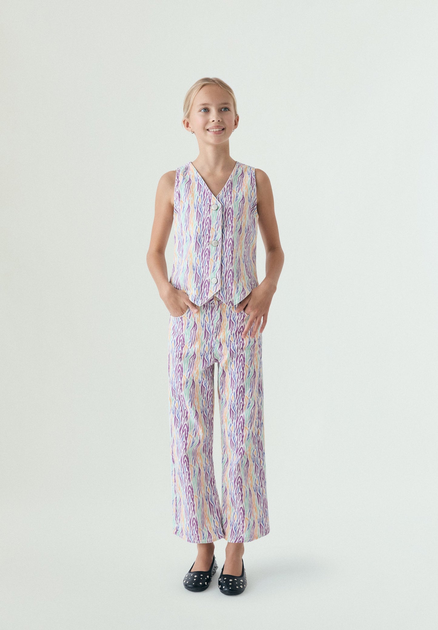MEHRFARBIGE WIDE-LEG-HOSE