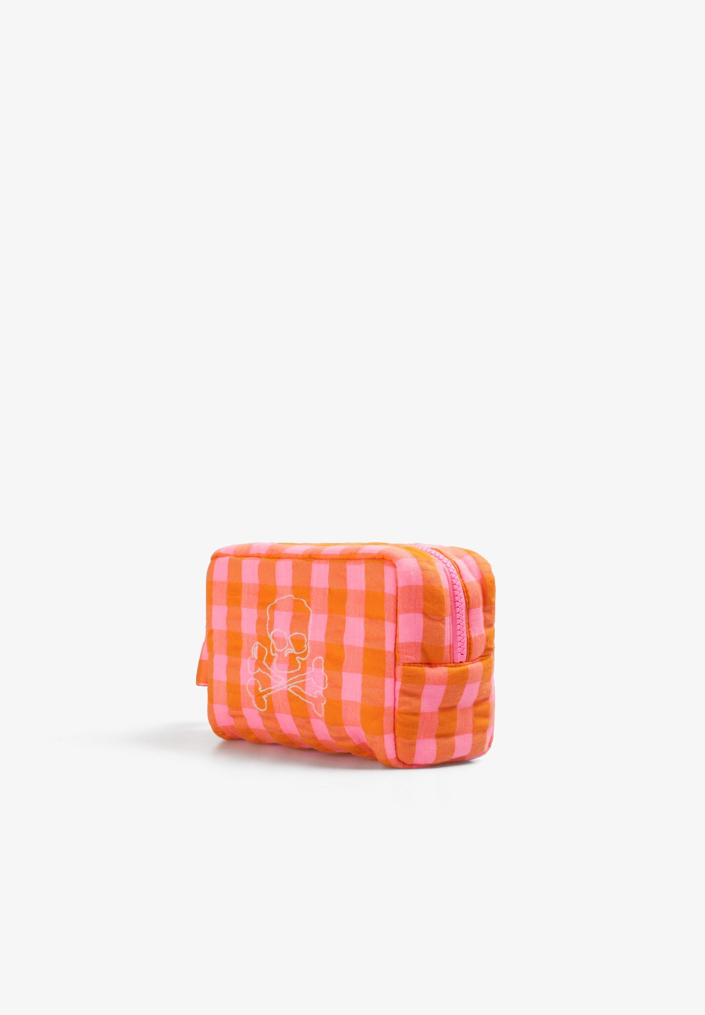 GINGHAM TOILETRY BAG WITH SIDE HANDLE